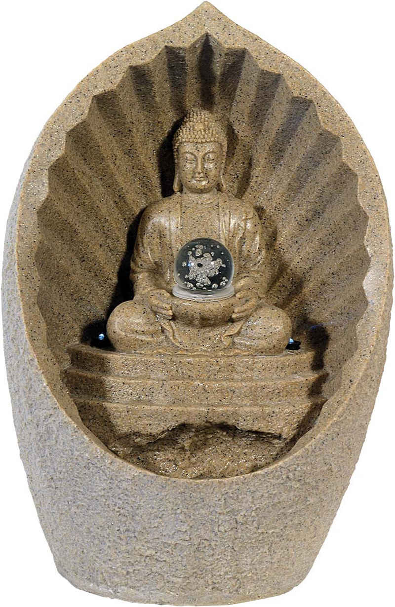 MystiCalls Gartenbrunnen Wunderschöner In- und Outdoorbrunnen mit Buddha Buddhabrunnen, (1 tlg), Komplettset