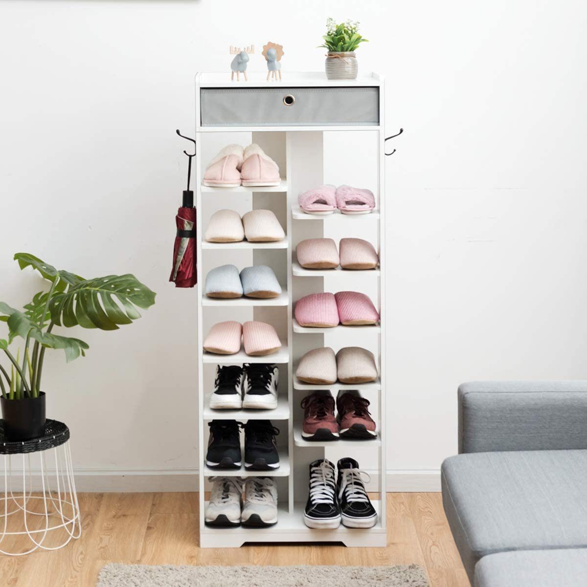 COSTWAY Schuhregal »Schuhständer«, mit Schublade und Haken, für 13 Paar  Schuhe, weiß online kaufen | OTTO
