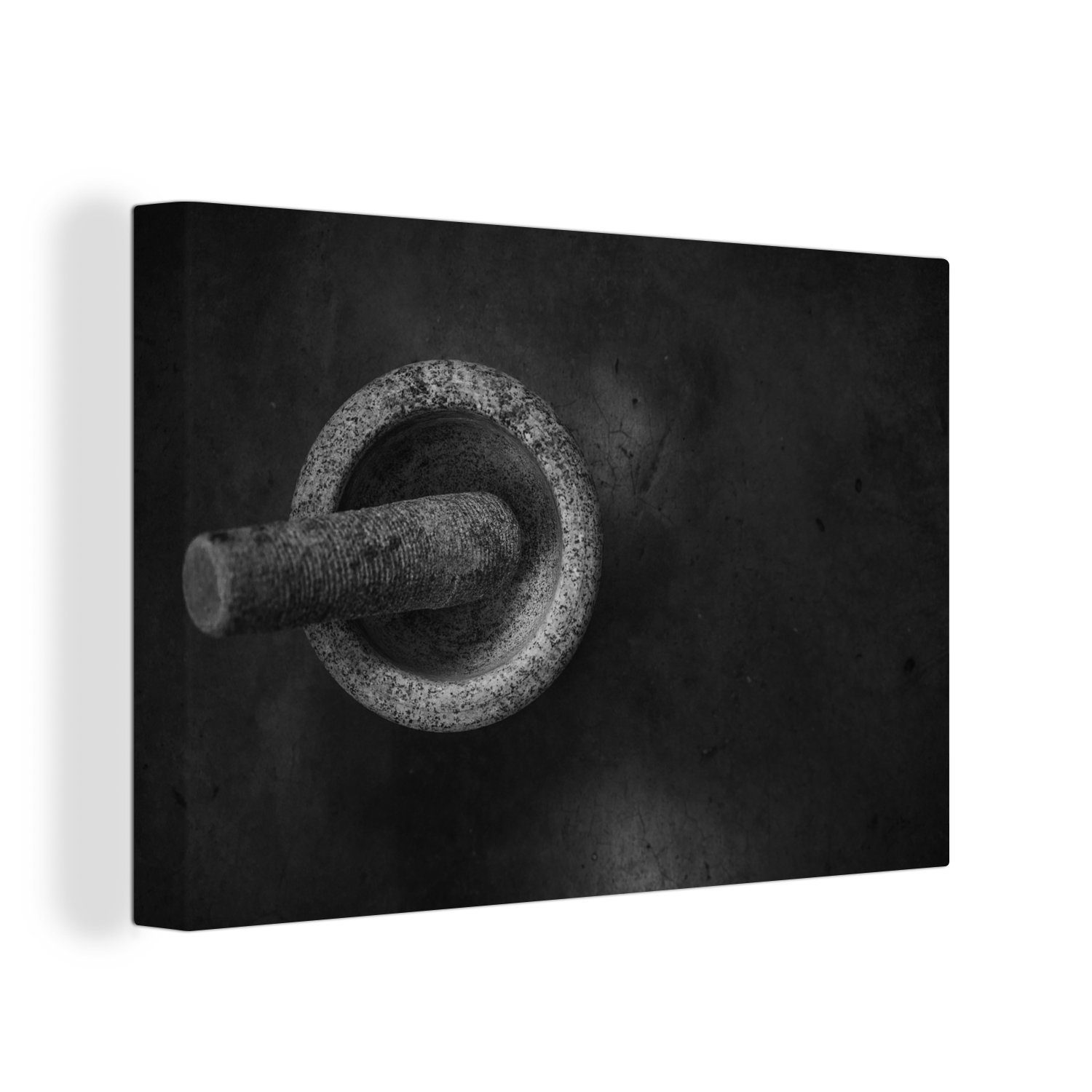 cm (1 Leinwandbild Schwarz-Weiß-Fotografie Mörsers, Leinwandbilder, 30x20 St), Aufhängefertig, OneMillionCanvasses® Wandbild Wanddeko, Eine eines