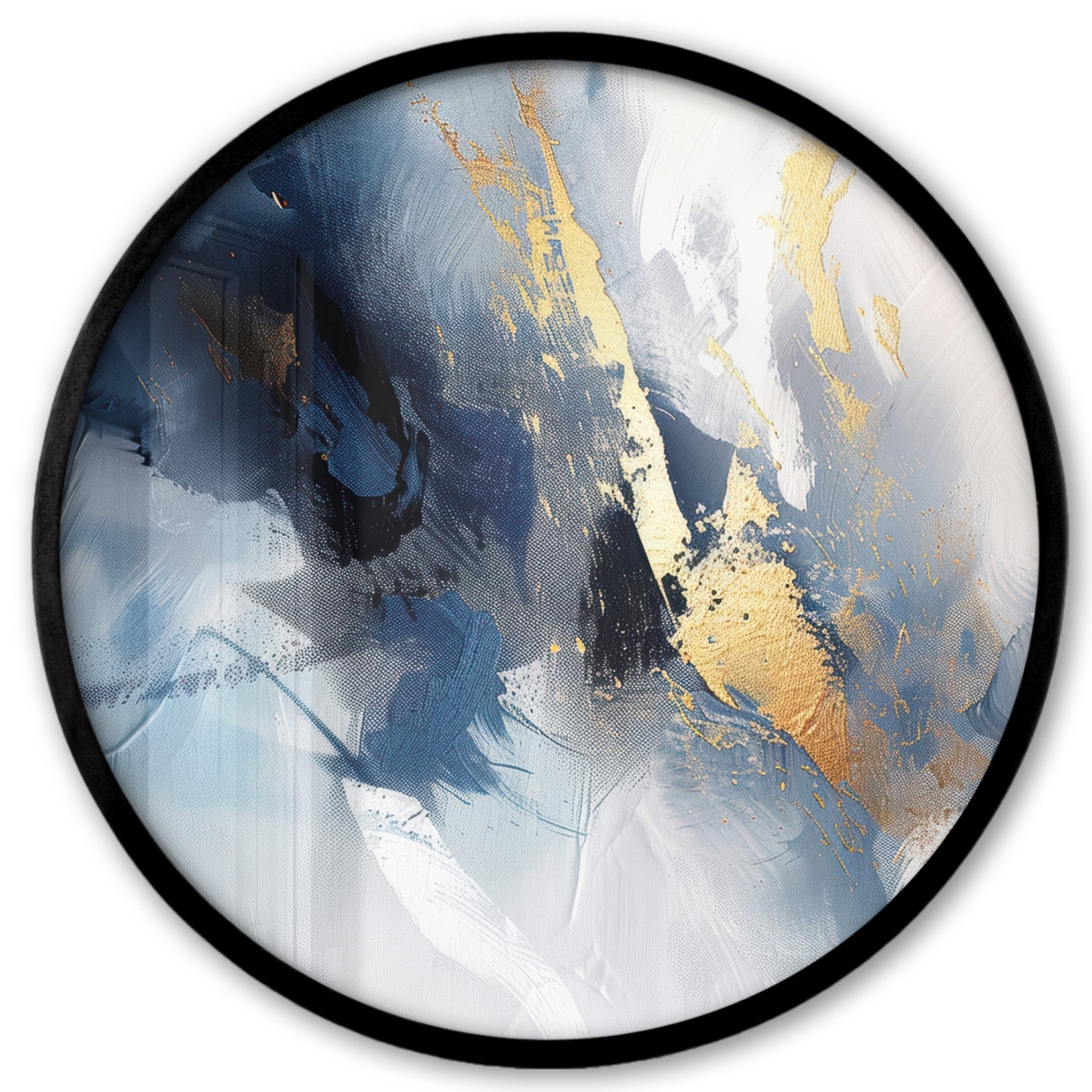 MuchoWow Poster Rund - Blau - Modern - Marmor - Abstrakt - Gold, (1 St), Runde Wandbilder, Deko für Wohnzimmer und Schlafzimmer, 40x40 cm