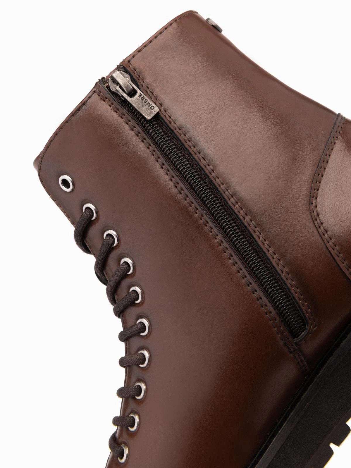 OMBRE Hohe Herren-Boots aus glänzendem Öko-Leder Schnürboots