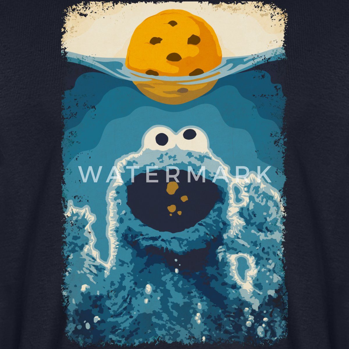 Spreadshirt T-Shirt Sesamstraße Krümelmonster Hai Männer Premium T-Shirt (1-tlg)