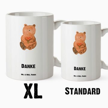 Mr. & Mrs. Panda Tasse Bär Dankbar - Weiß - Geschenk, Große Tasse, XL Teetasse, Teddy, XL Be, XL Tasse Keramik, Einzigartiges Design