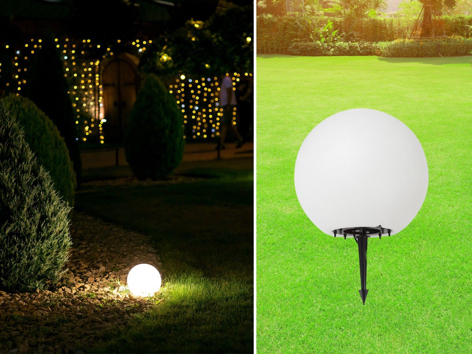 meineWunschleuchte LED Kugelleuchte, Dimmfunktion, LED wechselbar, Leucht-Kugel Garten IP 65 mit Strom & smarter LED, Gartenkugel-n Ø38cm