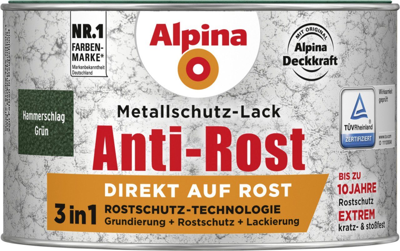Alpina Metallschutzlack Alpina Metallschutz-Lack Hammerschlag 300 ml grün | Metallschutzlacke
