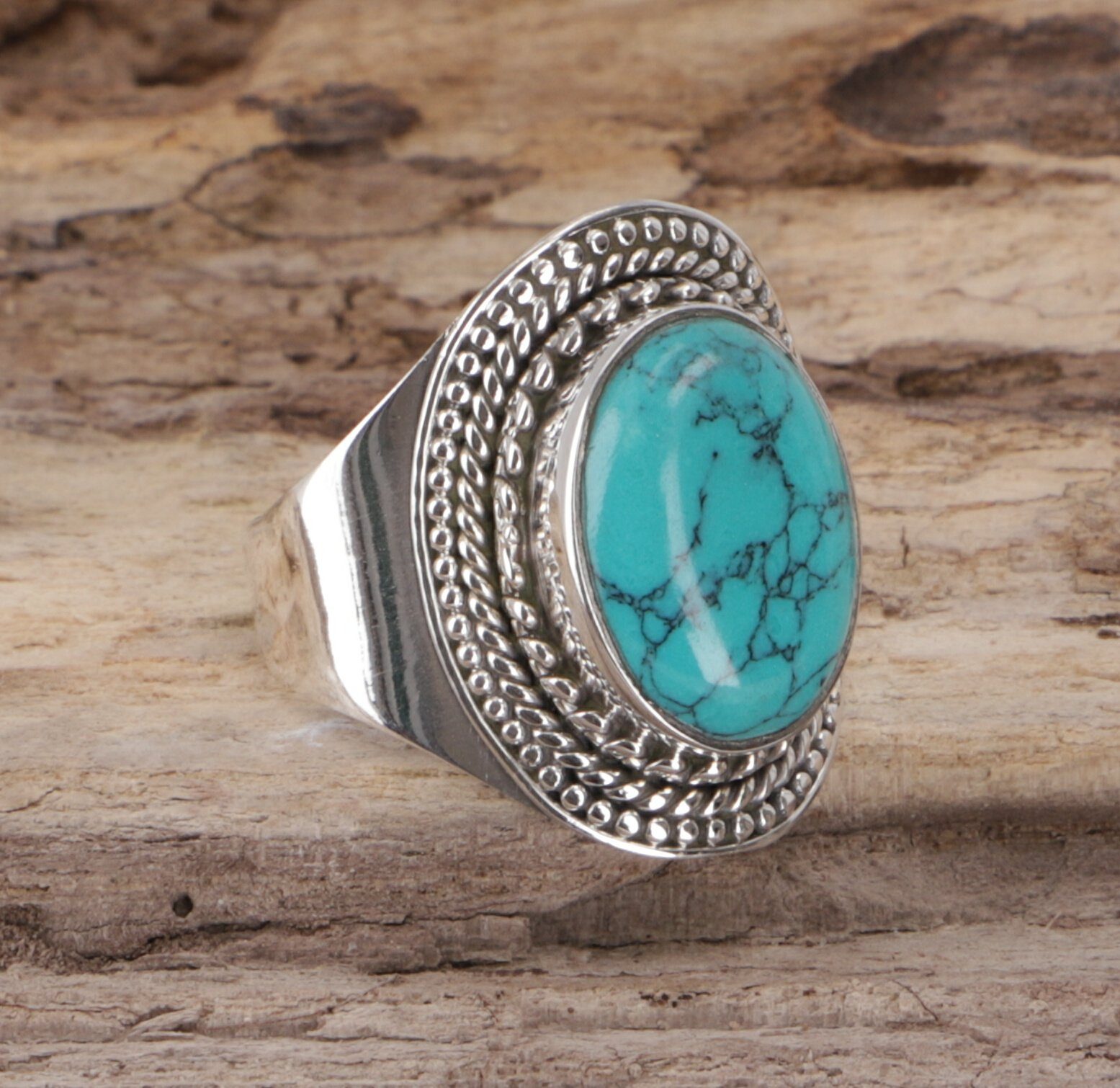 Guru-Shop Silberring Boho Silberring, großer floraler günstig online kaufen
