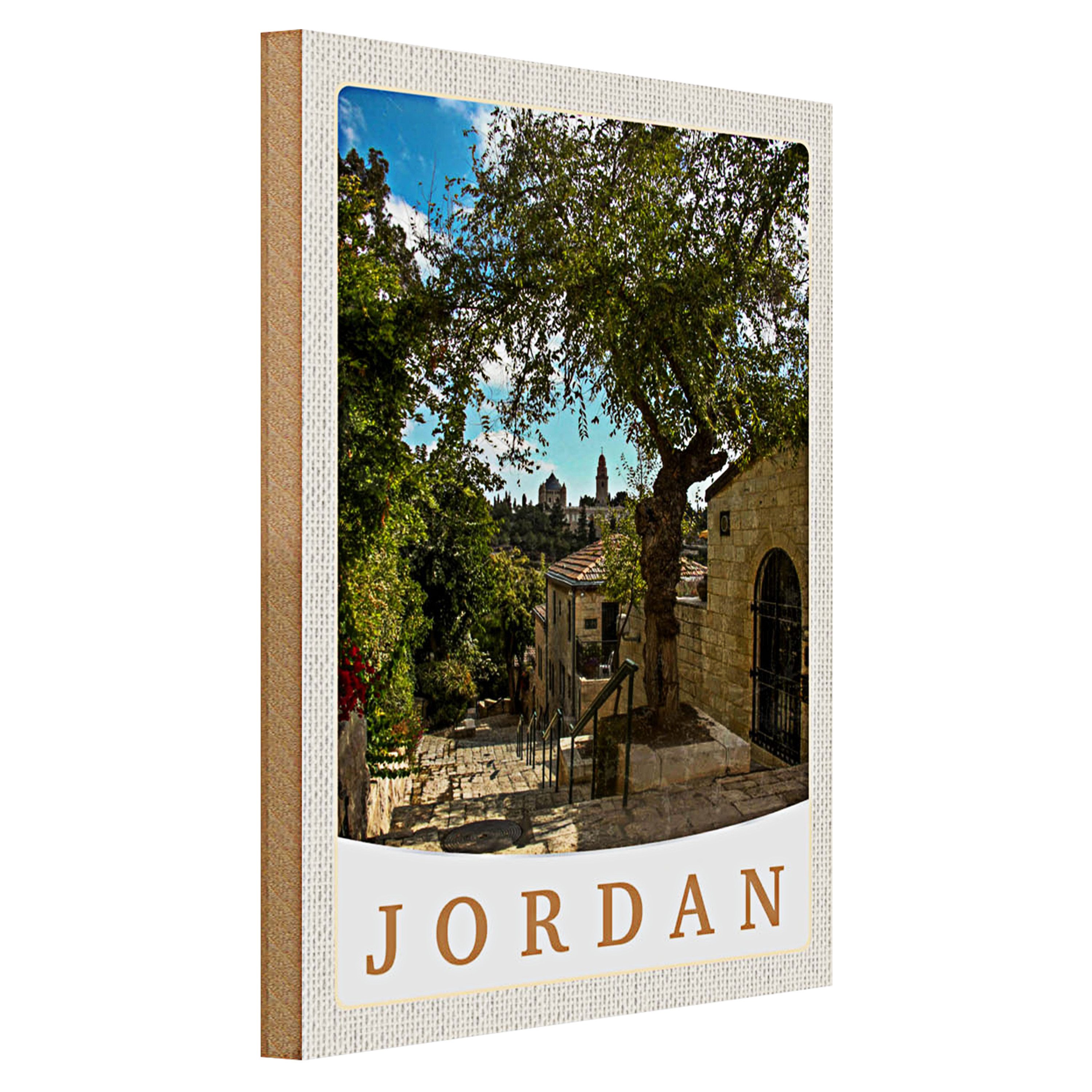 Roomando Holzbild Reise 30x40cm Jordan Urlaub Natur Bäume