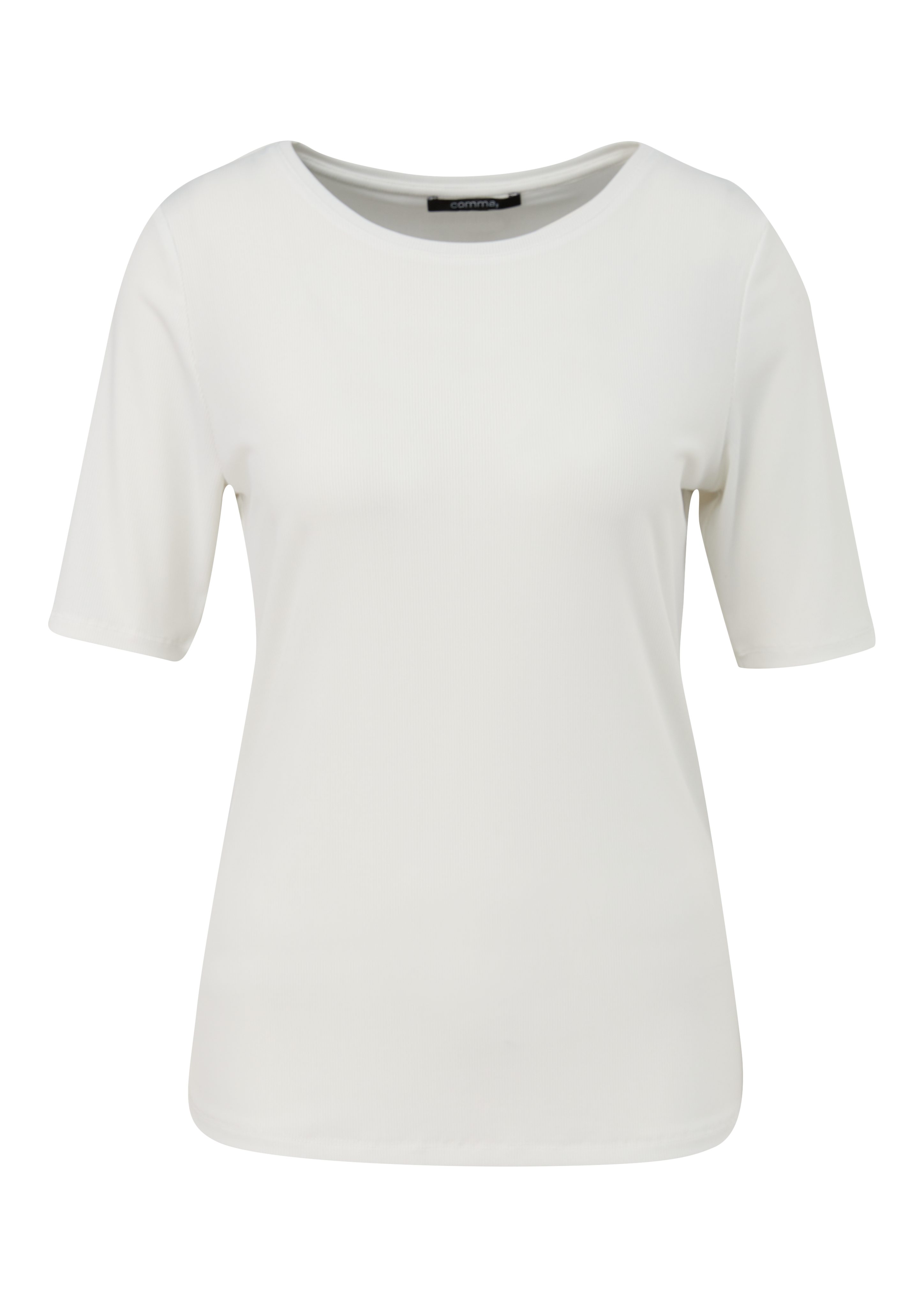 Kurzarmshirt Geripptes T-Shirt mit Rundhalsausschnitt