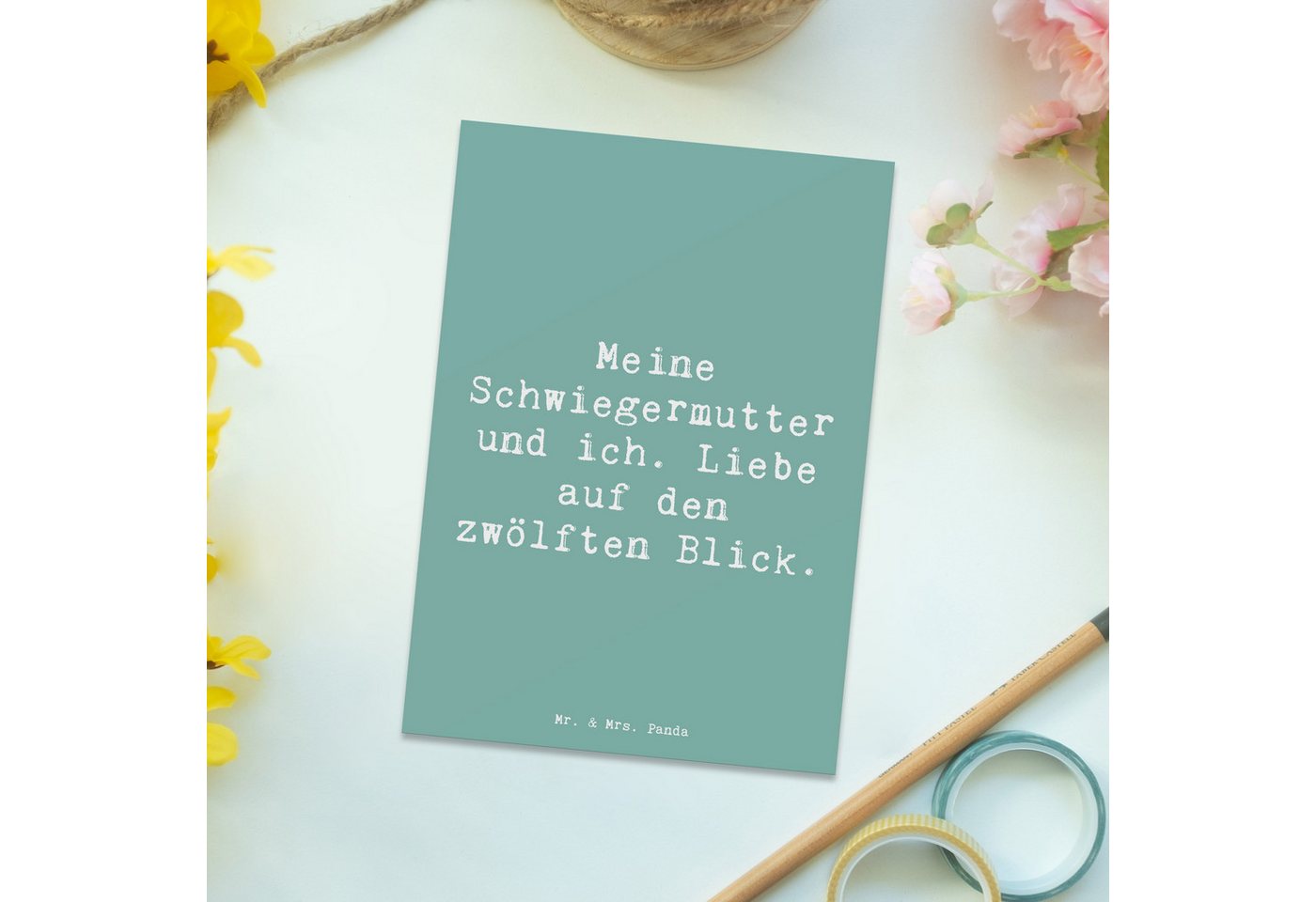 Thumbnail - Mr. & Mrs. Panda Postkarte Spruch Schwiegermutter Liebe - Meeresbrise - Geschenk, Beziehung, Fam