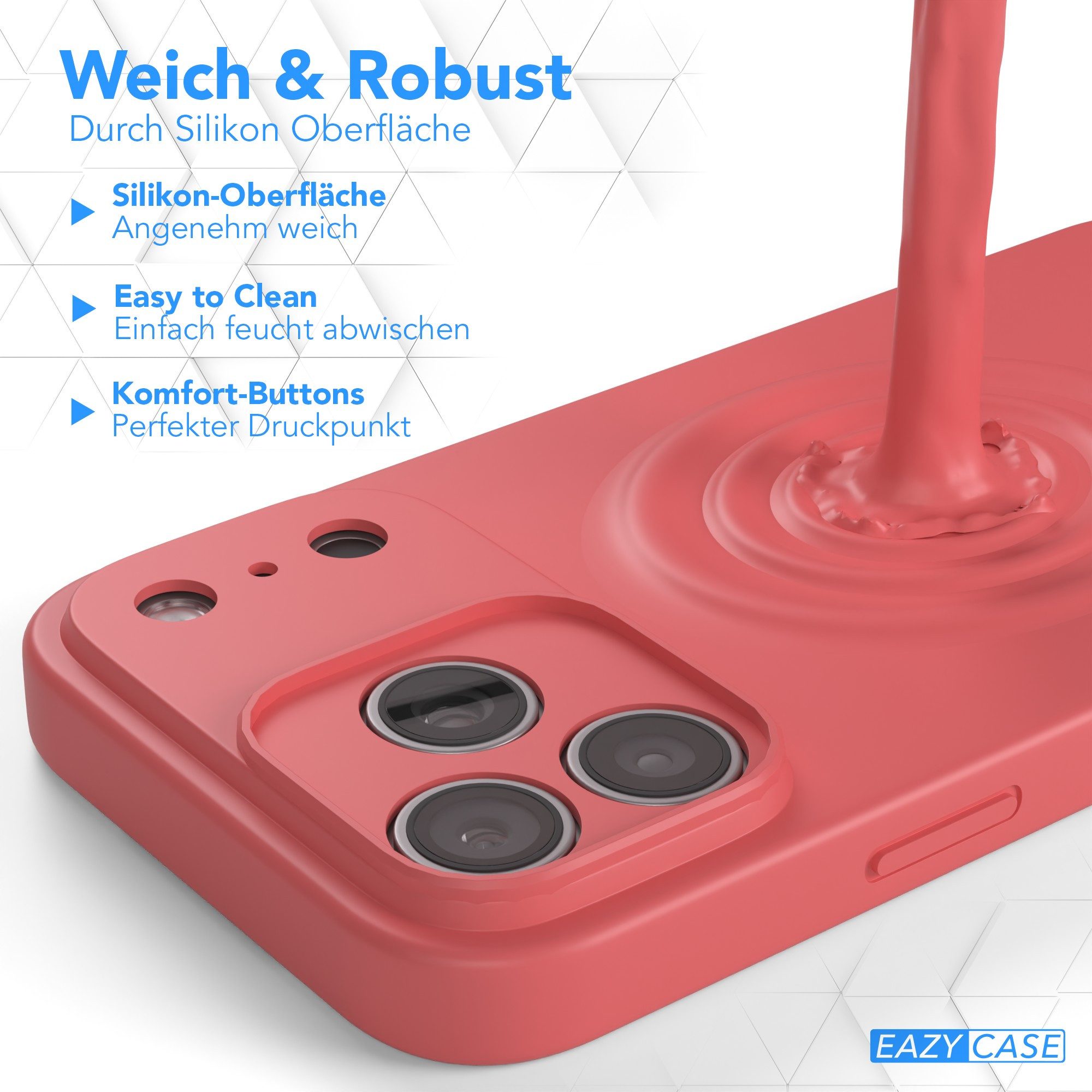 EAZY CASE Handyhülle für Apple iPhone 17 Pro Max Hülle Silikon 6,9 Zoll, Schutzhülle mit Kameraschutz stoßfest Telefonhülle Matt Rot / Hellrot – Bild 5 von 5
