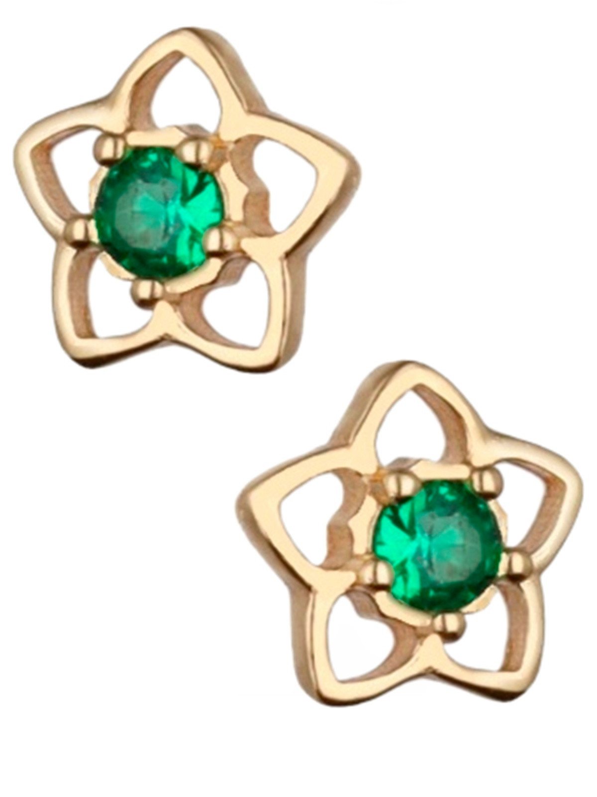 Valentinstagsgeschenk Goldene Hufeisen Paar Ohrstecker Ohrringe Gold Blume 18k Gelbgold vergoldet Smaragd Zirkonia Ohrstecker, 925 Sterling Silber Gol