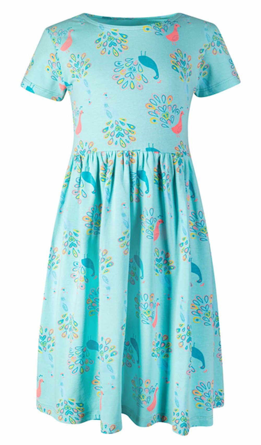 Pfau (1-tlg) Happy Sommerkleid girls happy Kleid girls Jersey aqua A-Linien-Kleid