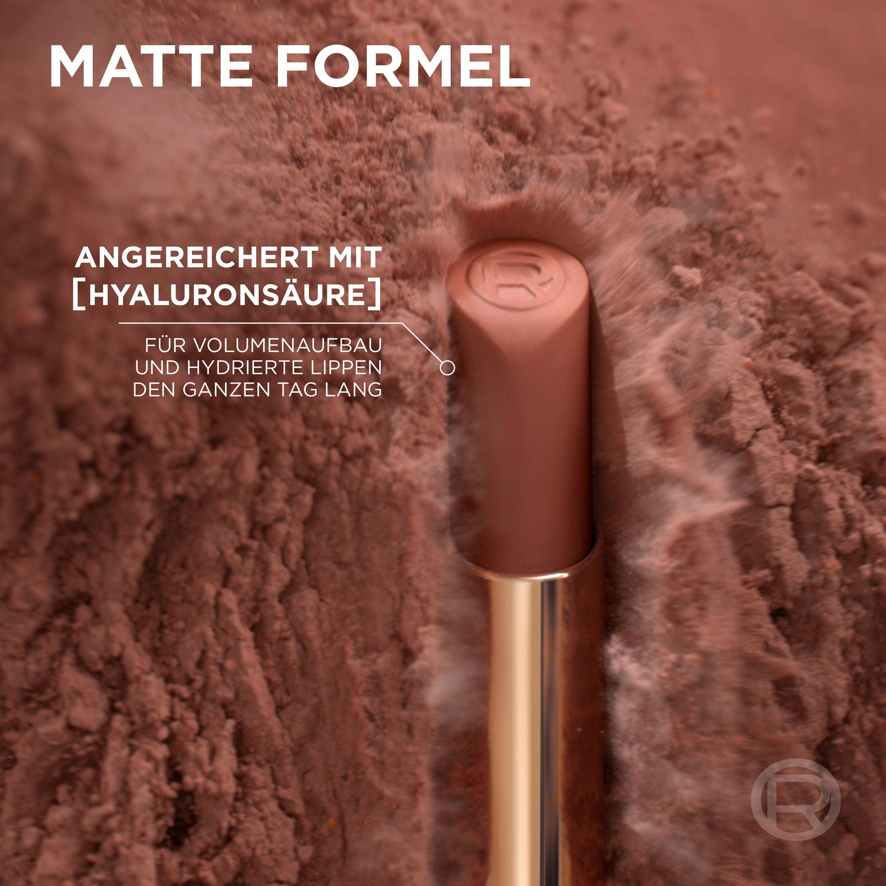 Matte, L'ORÉAL Intense Lippenstift mit Volume Color PARIS Hyaluron Riche