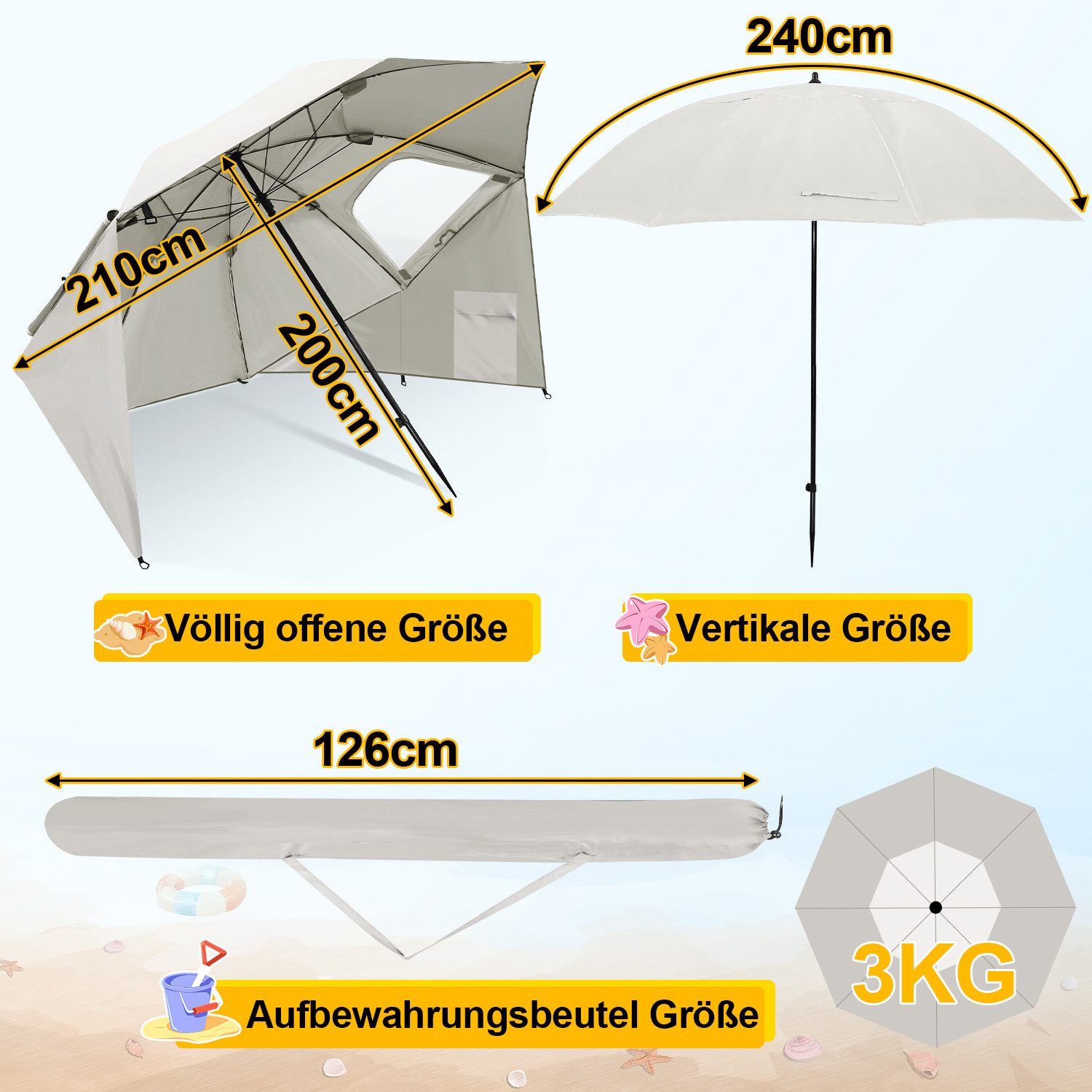 Clanmacy Sonnenschirm Strandschirm 210cm UV Schutz günstig online kaufen