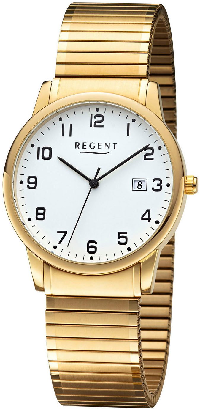 Regent Quarzuhr W0264 - 1975.39.99, Armbanduhr, Herrenuhr, Damenuhr, Datum, Flexband, Zugband