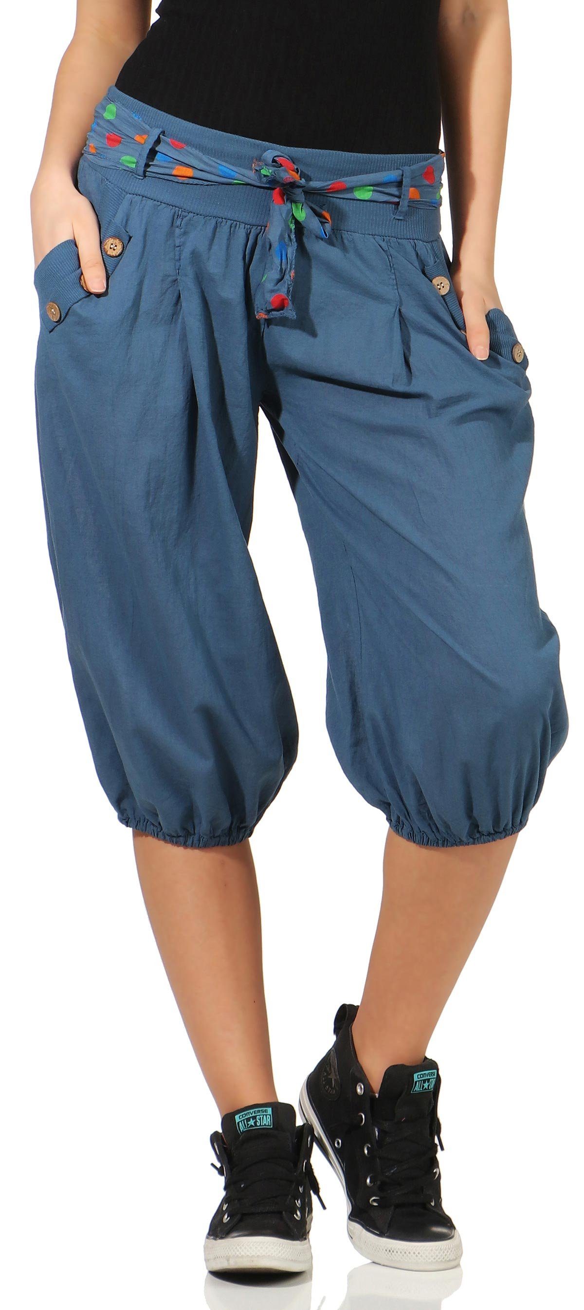 malito more than fashion Caprihose 3416 Pumphose in Unifarben Einheitsgröße jeansblau