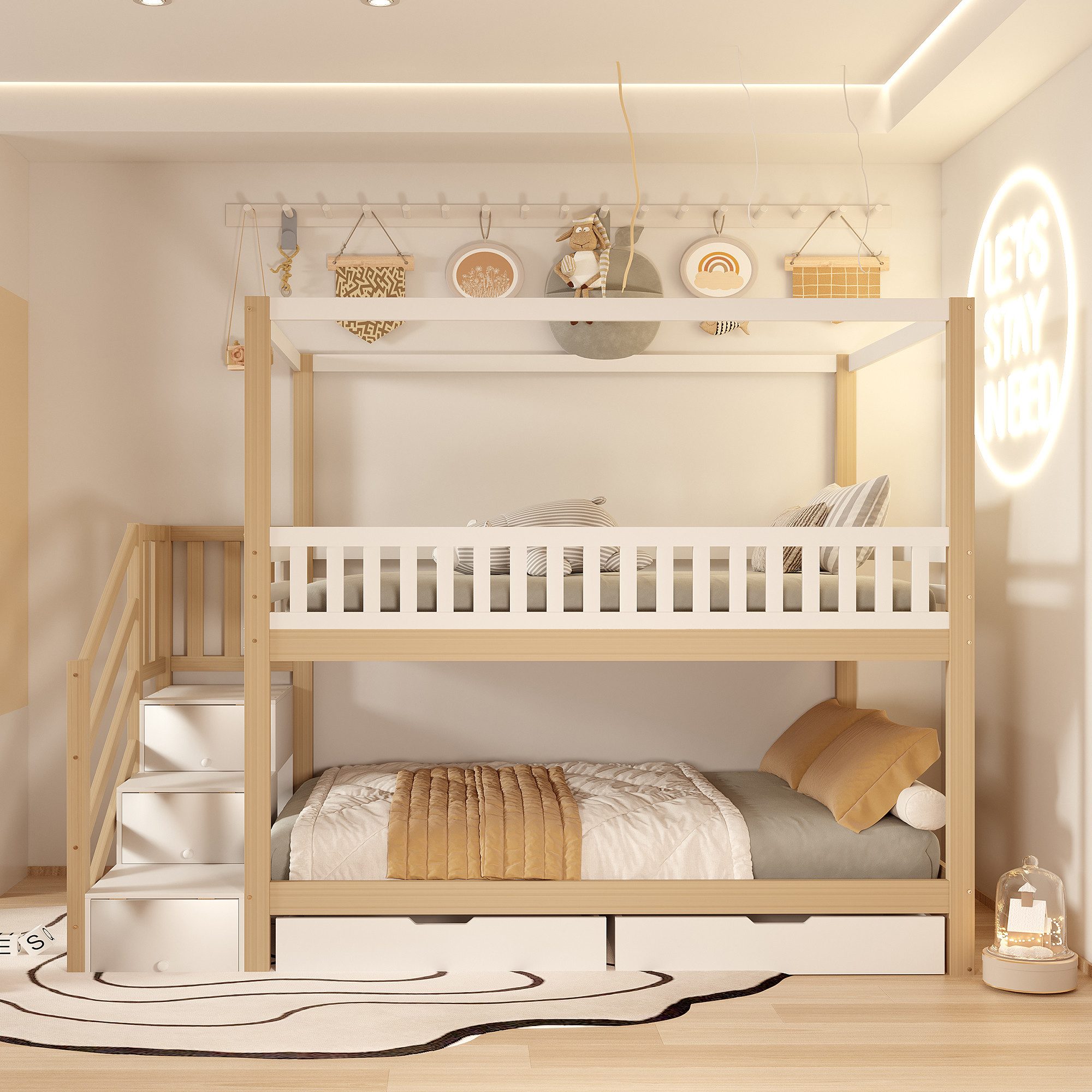 Flieks Etagenbett, Massivholz Kinderbett 90x200cm mit günstig online kaufen