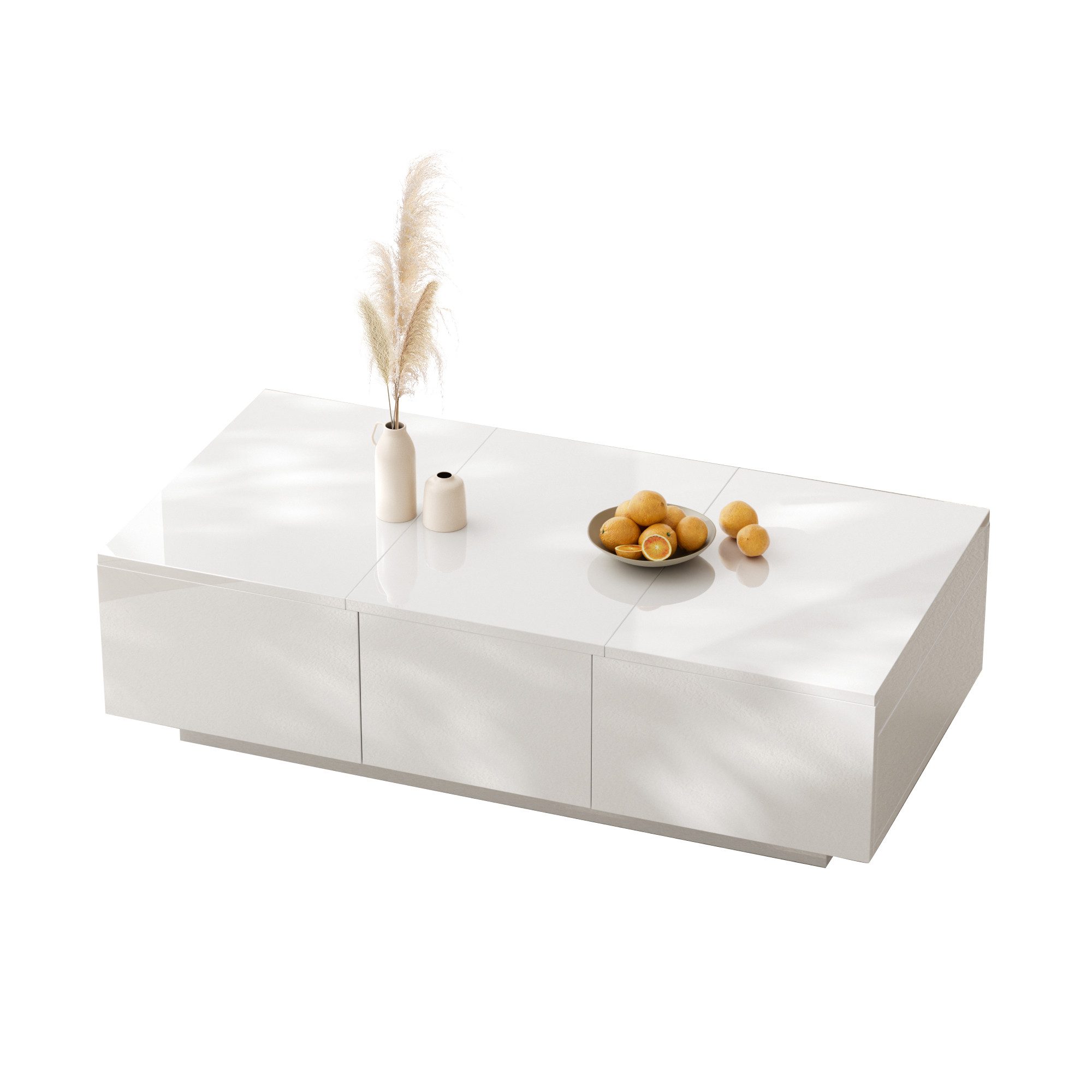 Merax Couchtisch mit Schubladen, Wohnzimmertisch, hochglanz mit ausziehbare günstig online kaufen