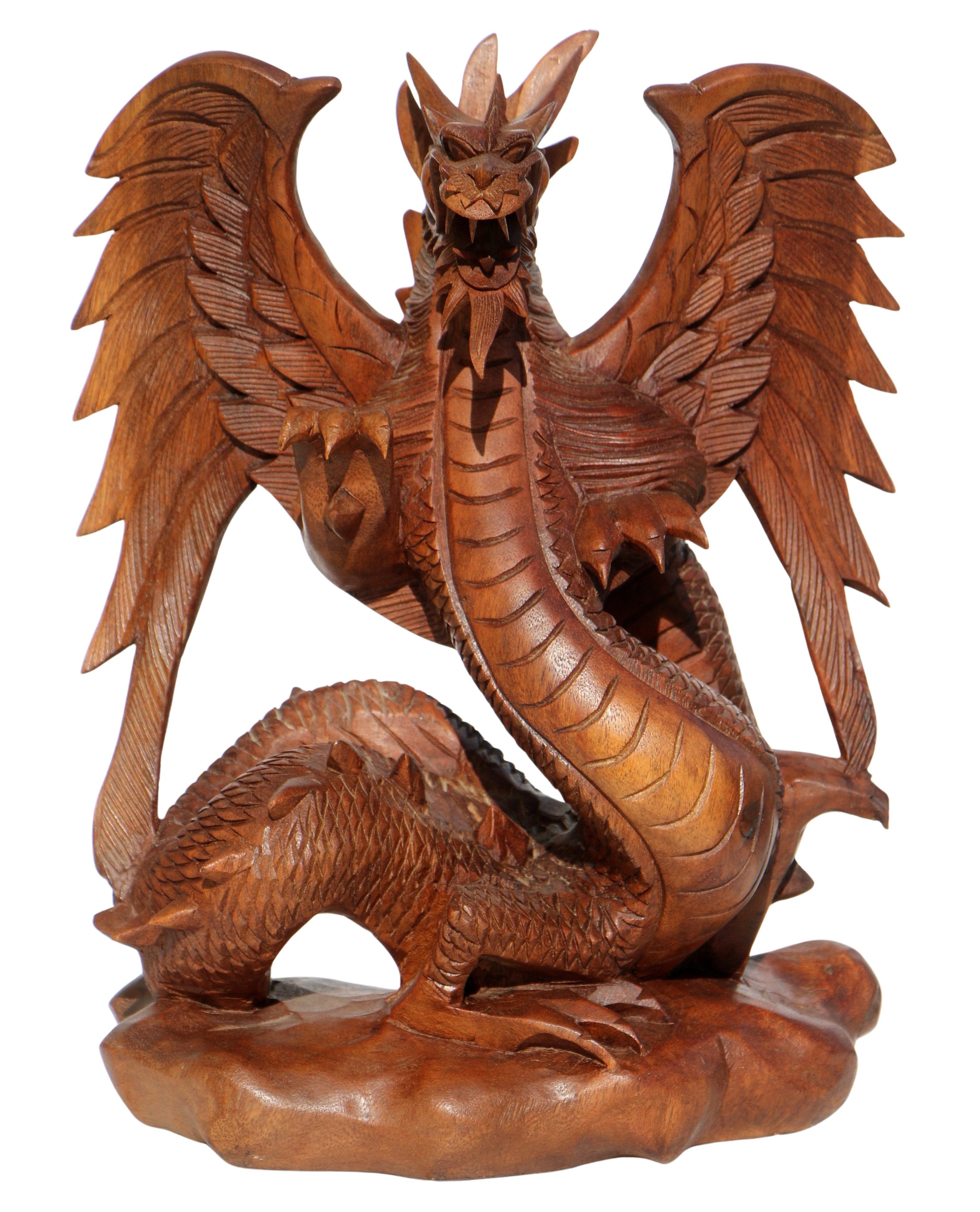 Wogeka Tierfigur chinesischer Drache Holz Figur Dekoration Asien Tier