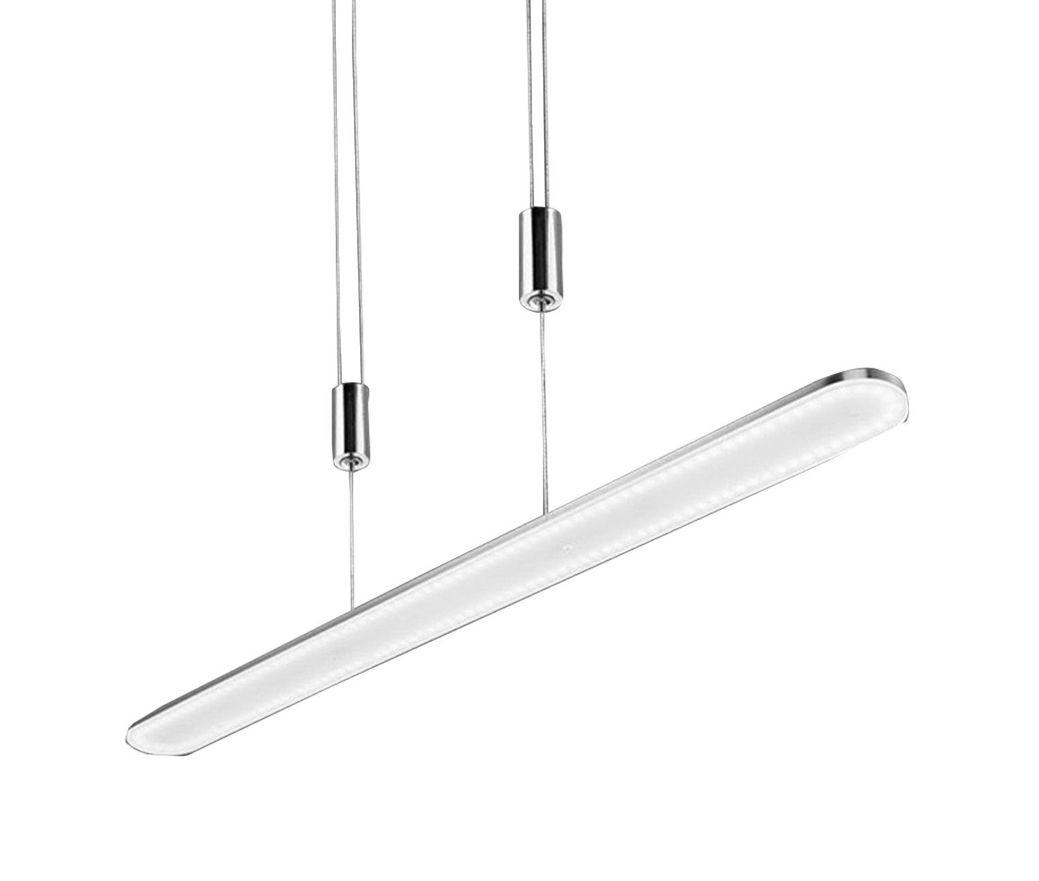 B-LEUCHTEN LED Pendelleuchte CADIZ, 1-flammig, Nickelfarben, Weiß, Metall, Dimmfunktion, Höhenverstellbar, LED fest integriert, Warmweiß, Hängeleuchte, Hängelampe, Kunststoff, Touchsensor