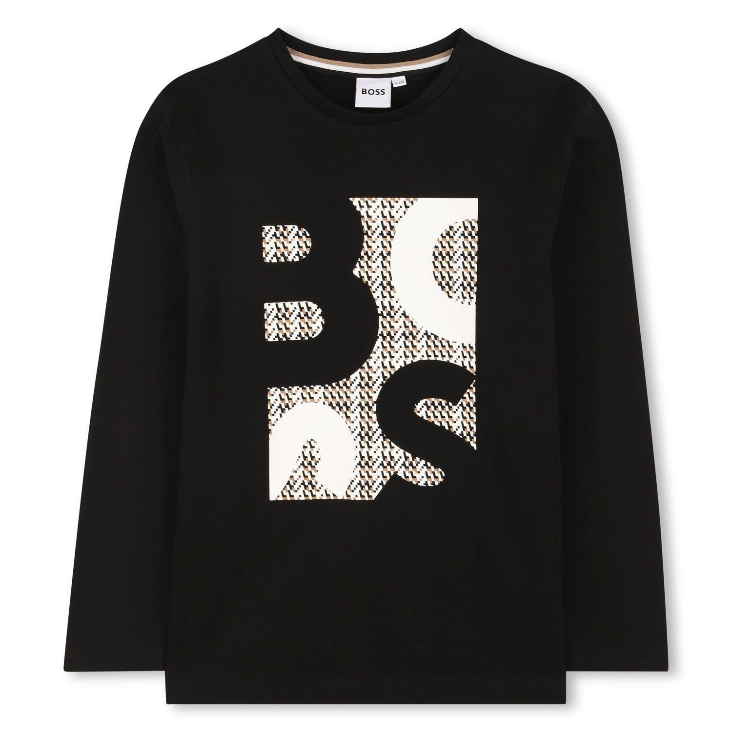 Boss Kidswear T-Shirt BOSS Kidswear Langarmshirt Schwarz mit Print Mini Me Style