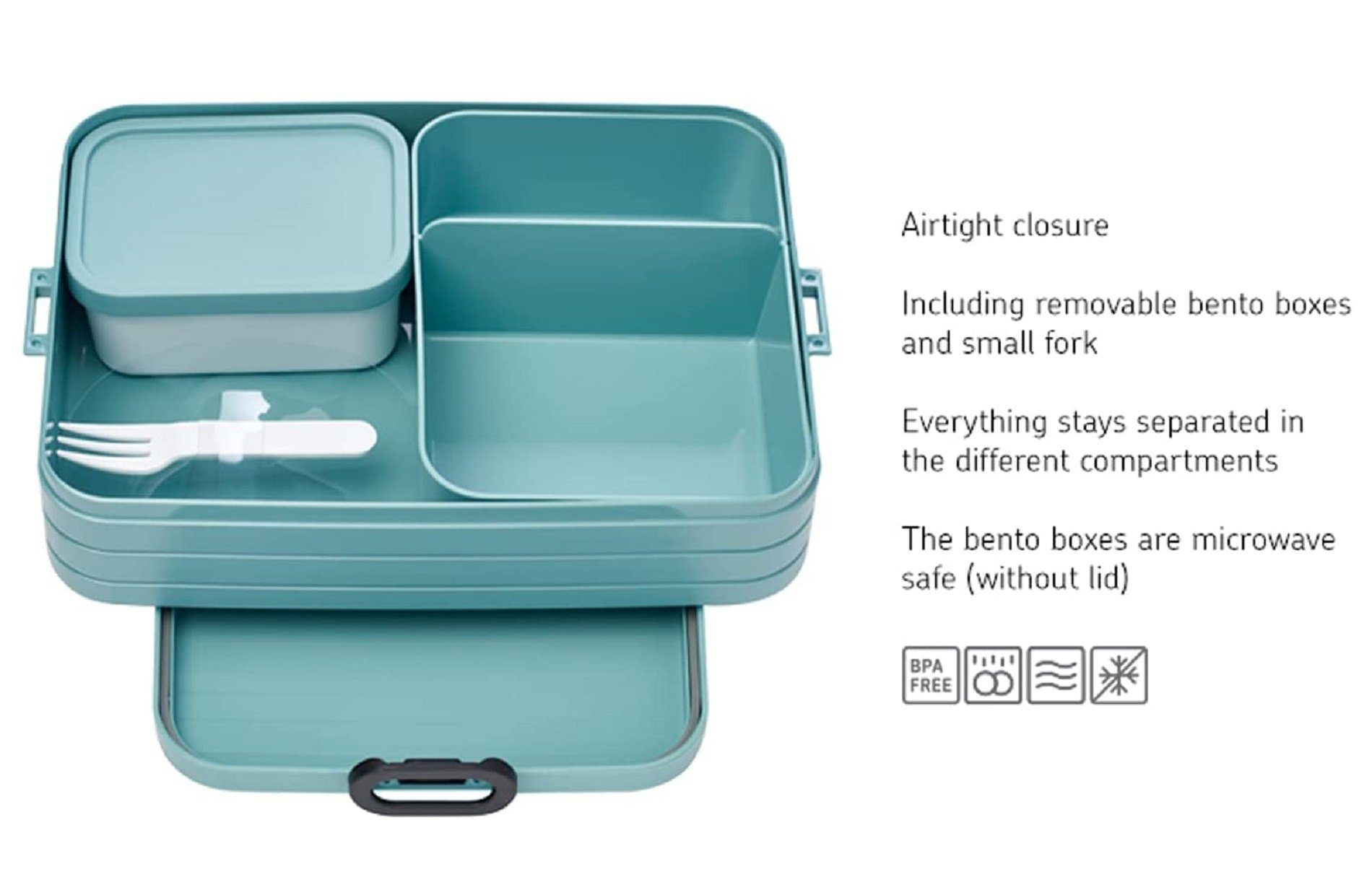Mepal Lunchbox Lunchbox Take A break large, 1500 ml, bis zu 8 Butterbrote, Brotdose mit Fächern, ideal für Mealprep, Limited Edition Schwarz