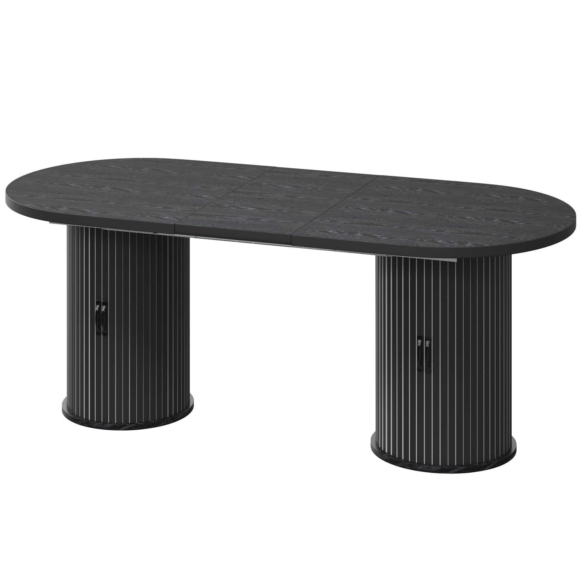 Flieks Esstisch ausziehbarer Küchentisch Holzoptik mit 4 Schiebetüren, Metallgriffen (erweiterbare Tischplatte 150-190xT80xH75 cm, 1-St., 1 Tisch), Multifunktio – Bild 5 von 5