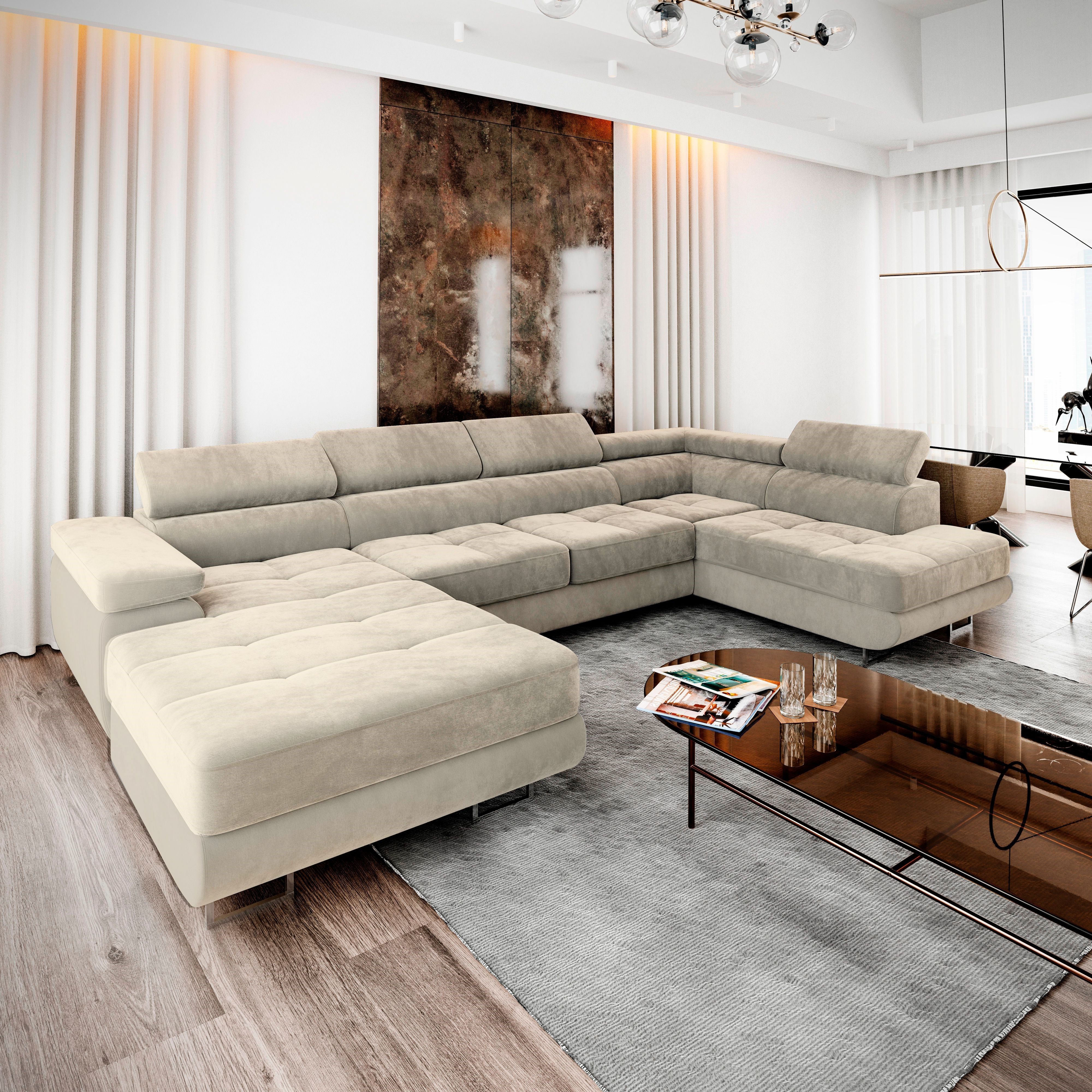 Masseno Ecksofa CASONE mit Schlaffunktion U-Form, günstig online kaufen