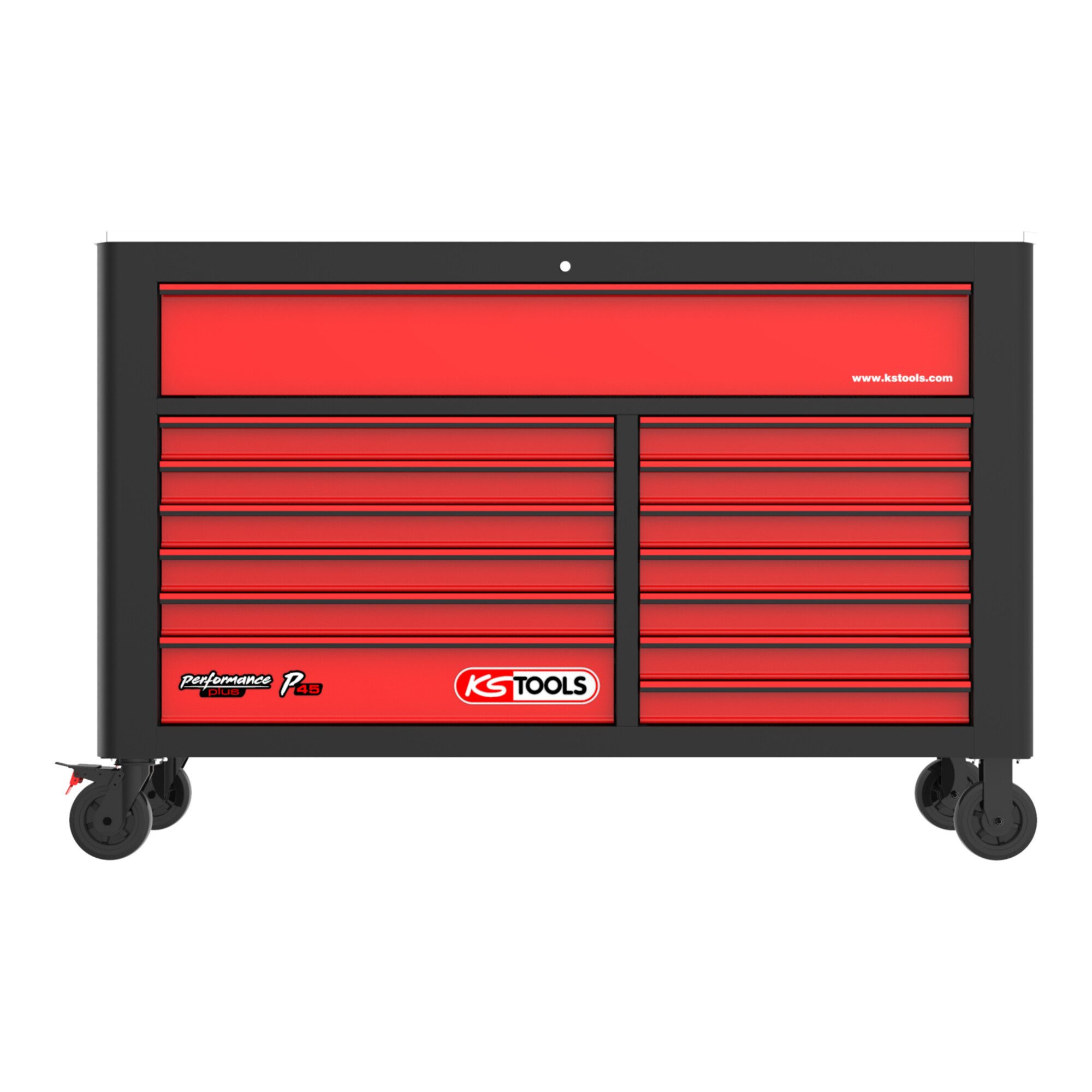 KS Tools Werkstattwagen KS Tools PERFORMANCEplus P45 SCHWARZ/ROT Werkstattwagen mit 14 Schubla