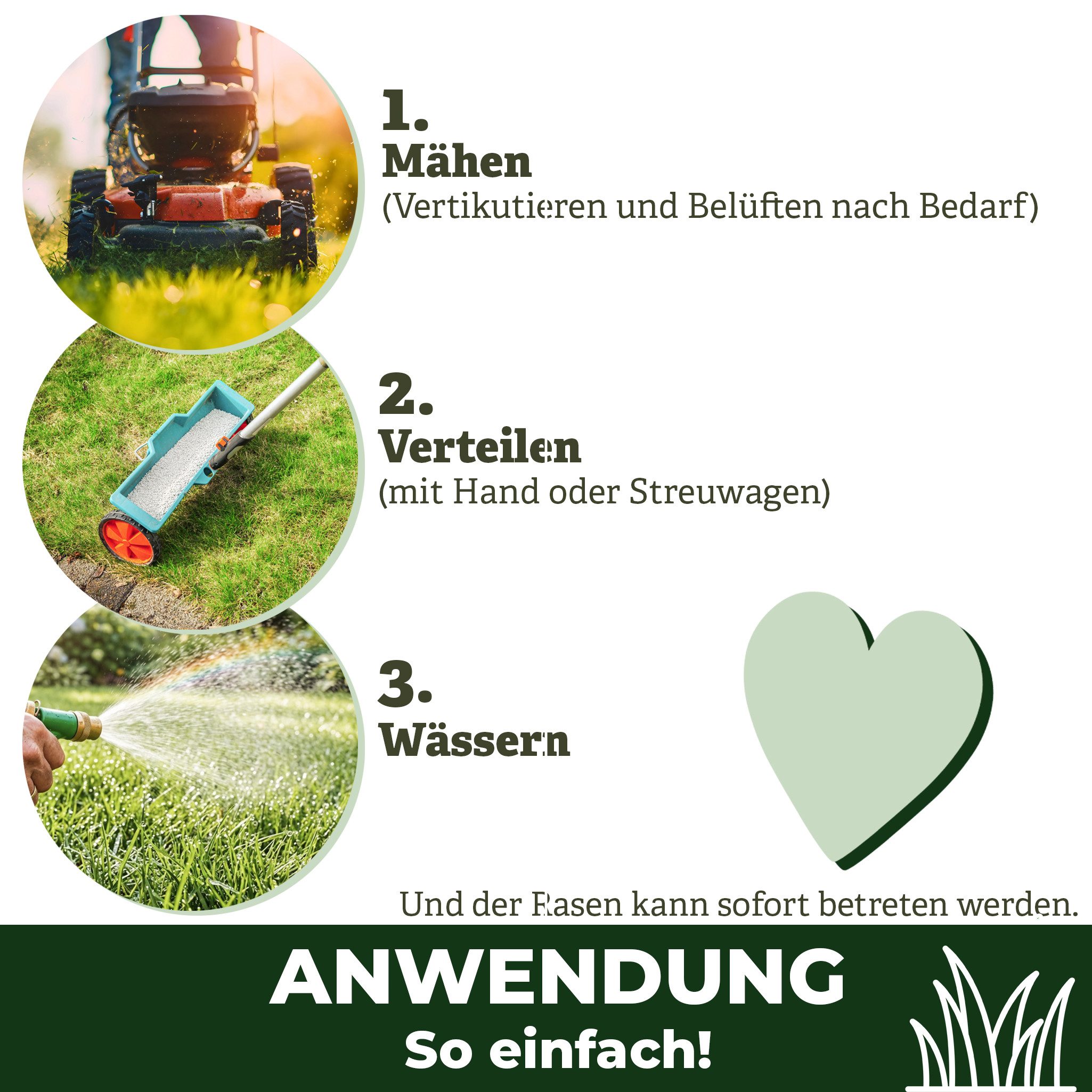 Petigi Rasenkalk RasenHerz Rasenkalk für einen dichten grünen Rasen Rasenpflege 25kg, 25 kg Sack