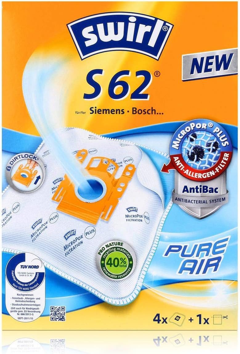 Swirl Staubsaugerbeutel Staubsaugerbeutel S62 MicroPor Plus AirSpace für Siemens/Bosch, 1 St.