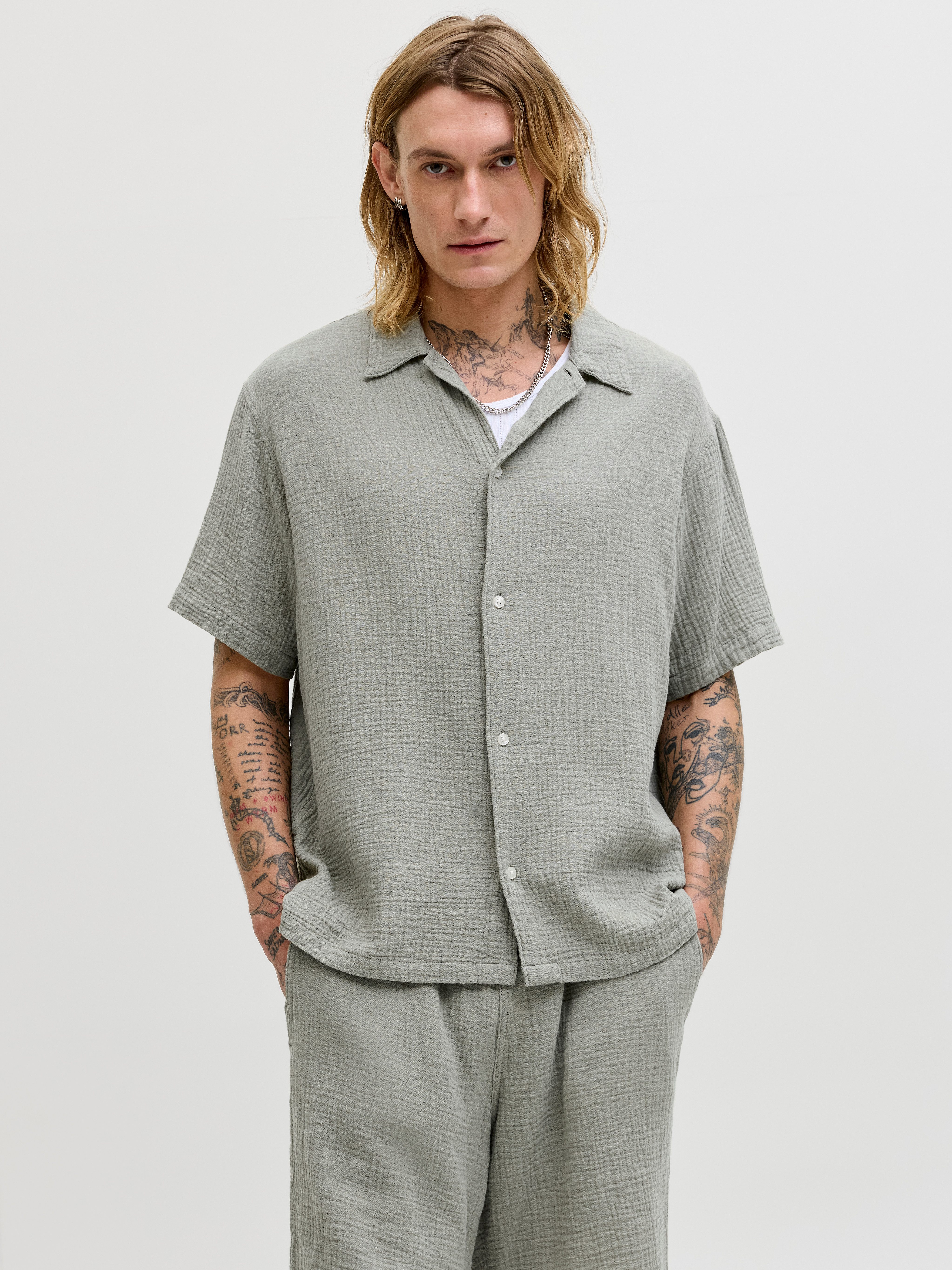 Jack & Jones Kurzarmhemd JORNANTUCKET DOUBLE CLOTH SHIRT SS EA26