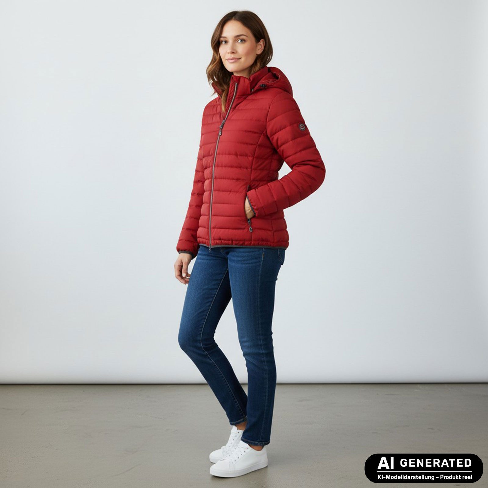 Blue Wave Steppjacke Damen Jacke Nina gesteppt - Leichte Jacke Übergangsjacke Outdoor Melange-Optik, Abnehmbare & verstellbare Kapuze, 2-Wege-Reißverschluss – Bild 3 von 5