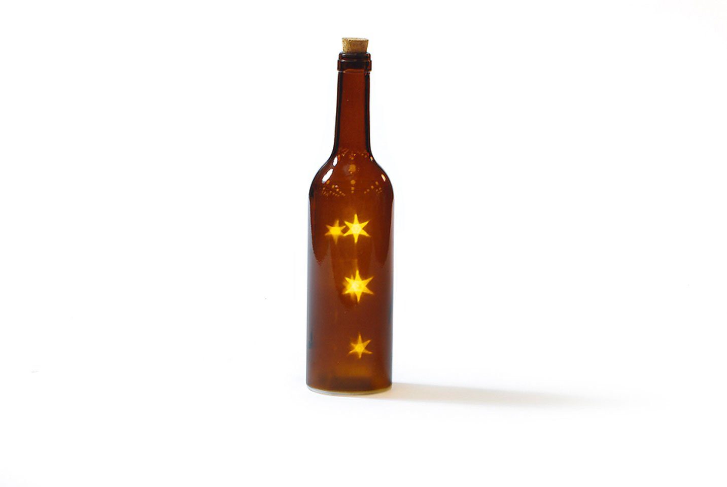 Baden LED-Leuchtzweig flasche glas braun mit LED sternen