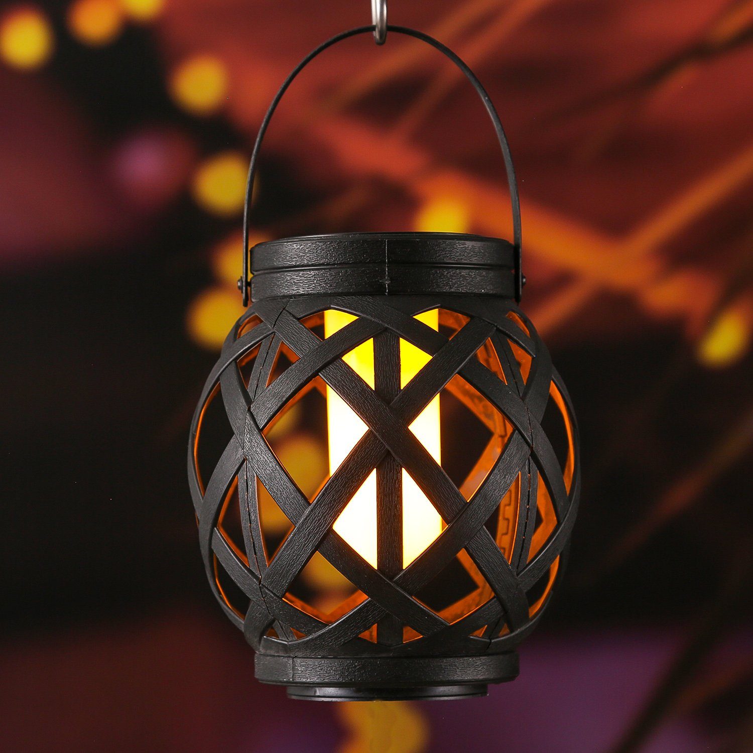 MARELIDA LED Laterne LED Solar Laterne Flammeneffekt Dekolaterne flackernd 16cm Windlicht, LED Classic, gelb