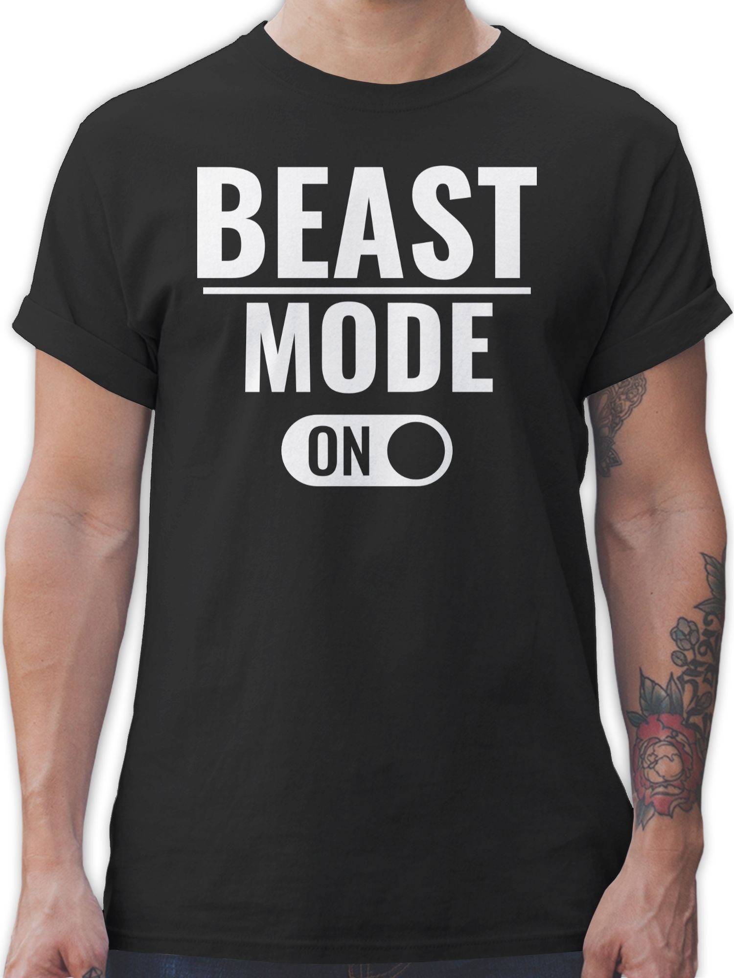 Workout Fitness ON Beast T-Shirt 1 & Mode Shirtracer Schwarz