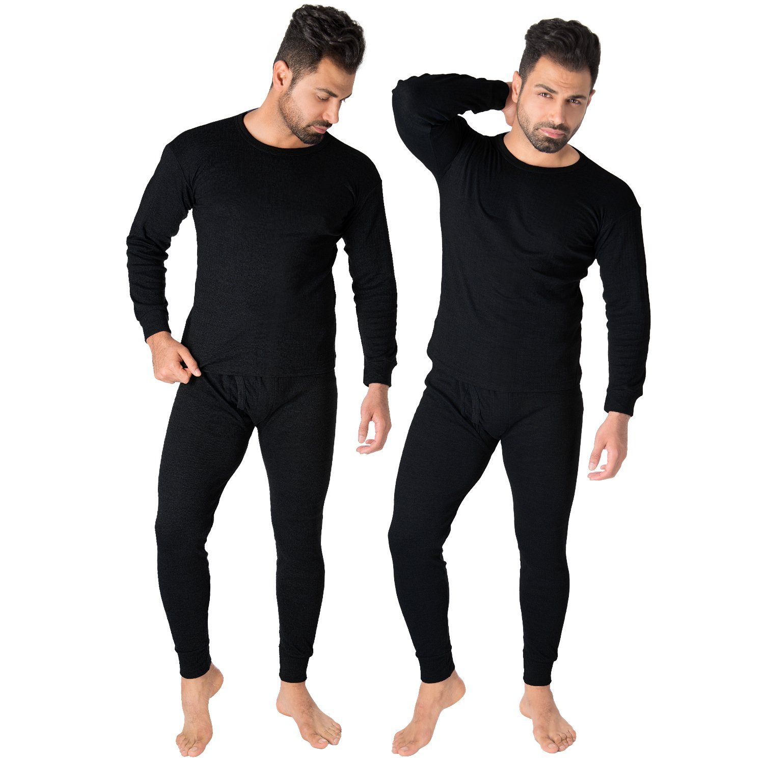 Thermounterhemd Thermounterwäsche (Set, cushy 2-St) Black Set 2x + Snake Unterhose Unterhemd Schwarz