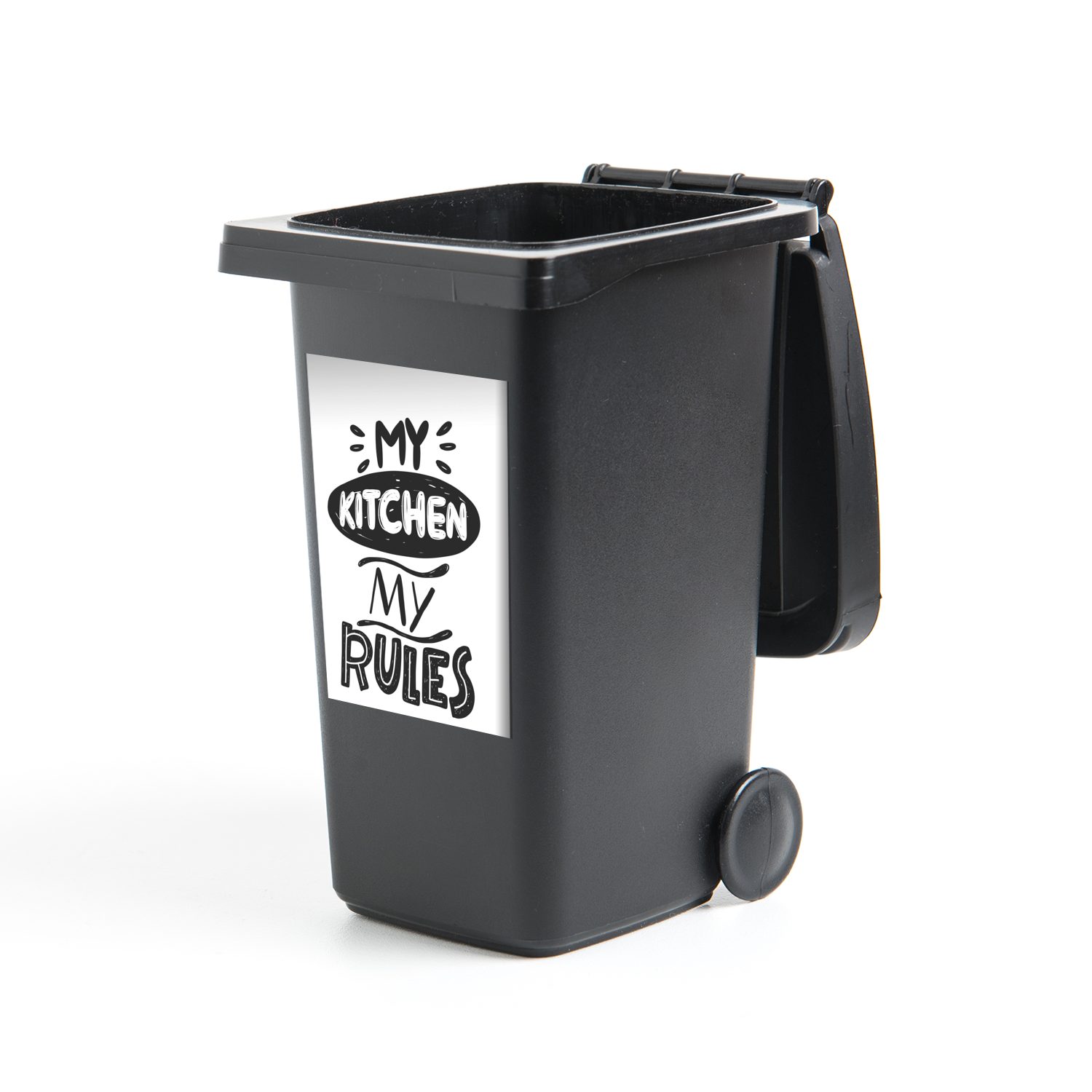 MuchoWow Wandsticker Zitate - Küche - Schwarz - Weiß (1 St), Mülleimer-aufkleber, Mülltonne, Sticker, Container, Abfalbehälter