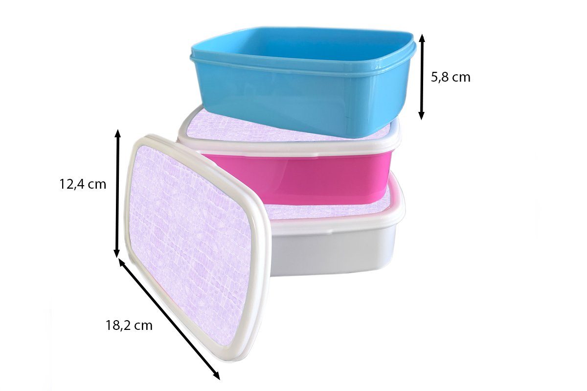 MuchoWow Lunchbox rosa Tierhaut, Erwachsene, (2-tlg), Kinder, Leder Brotbox Kunststoff Mädchen, Kunststoff, Textur für Snackbox, Brotdose - 