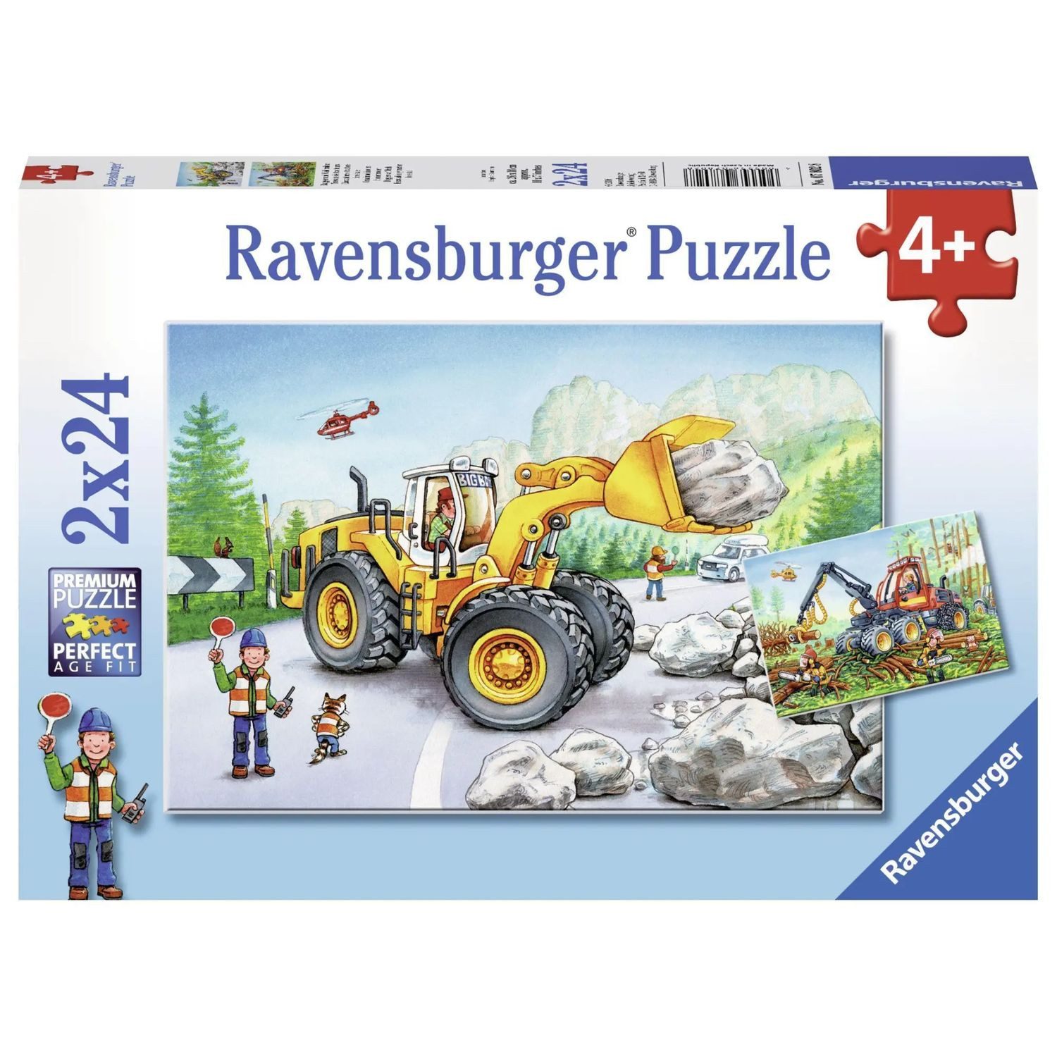 Ravensburger Puzzle Bagger und Waldtraktor. Puzzle 2 x 24 Teile, 24 Puzzleteile