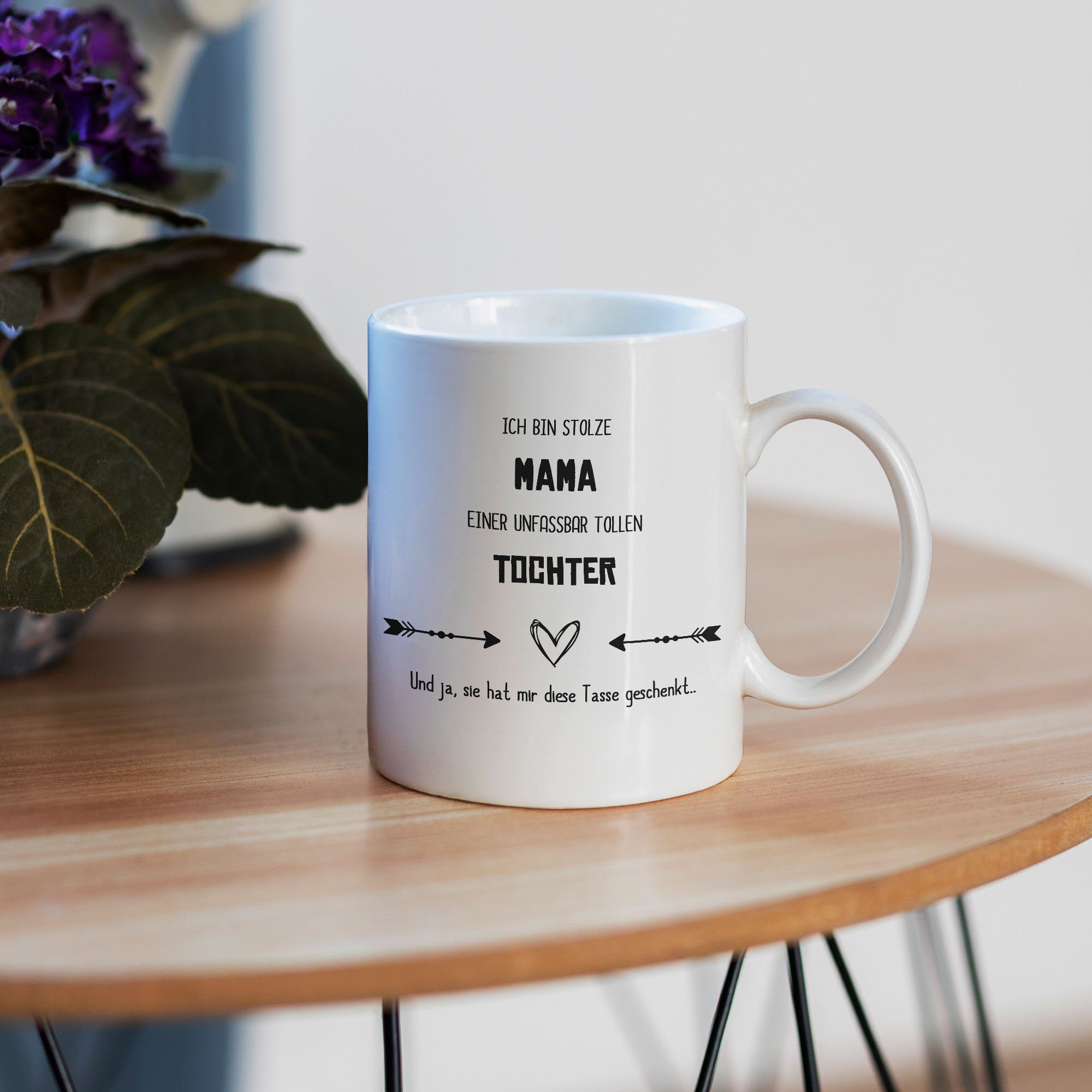 Geschenkidee Tasse Weiß Geburtstag, Tasse Lustig Hey!Print Mama Sarkasmus Muttertag Keramik Tolle Stolze Tochter