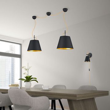 etc-shop LED Pendelleuchte, Leuchtmittel inklusive, Warmweiß, Pendel Decken Leuchte schwarz-gold Design Hänge Lampe