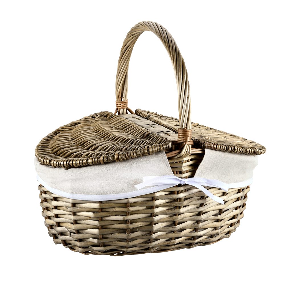 Einkaufskorb Picknickkorb mit Textilfutter, braun