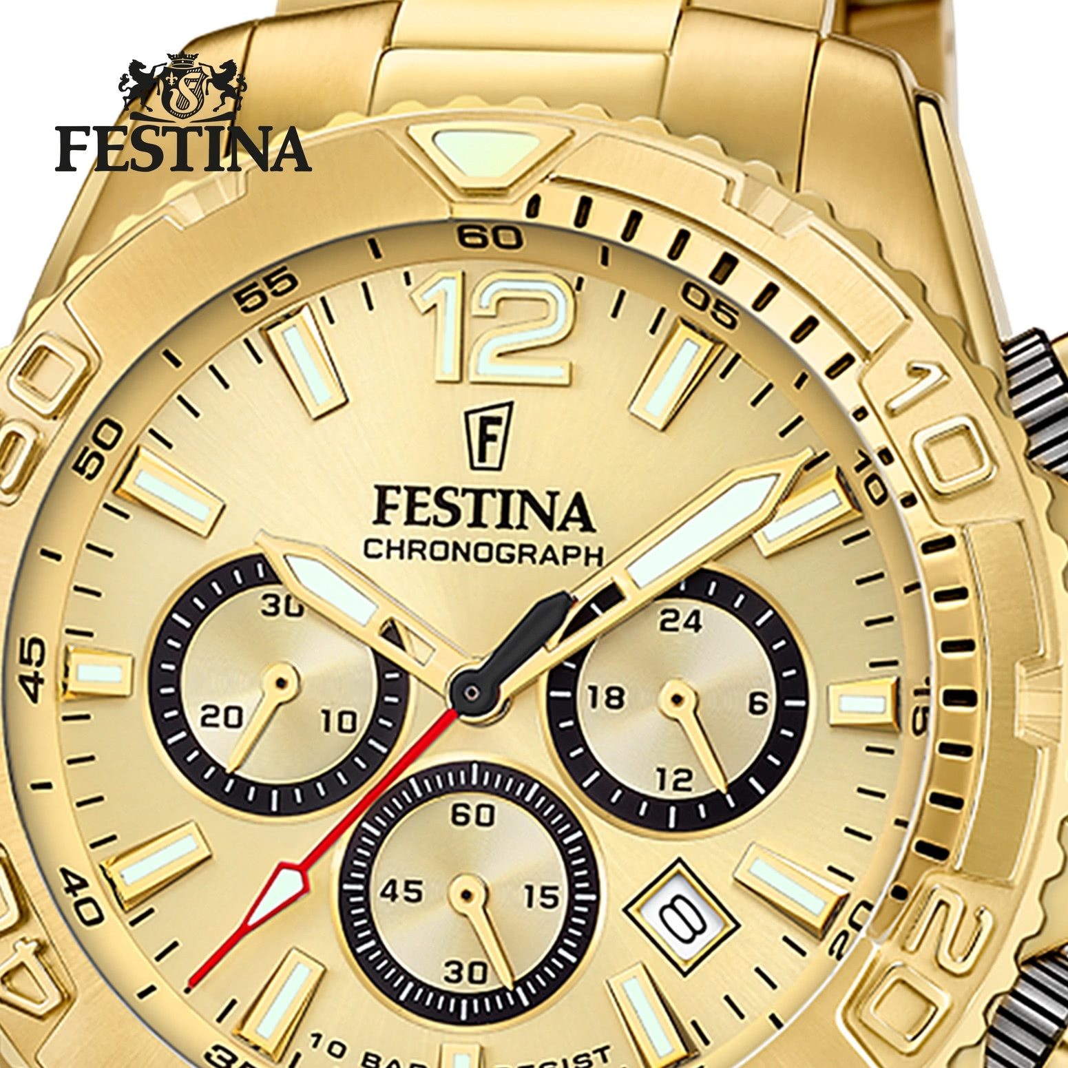 Festina Quarzuhr Festina Herrenuhr Timeless Chronograph, (Chronograph), Herren Armbanduhr rund, Edelstahlarmband gold, Elegant