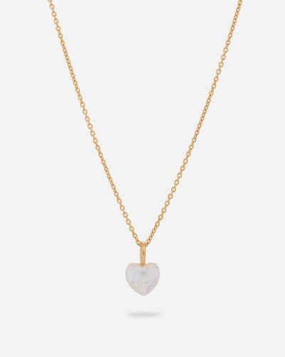 Pernille Corydon Perlenkette Ocean Heart Halskette Damen 40-45 cm, Silber 925, 18 Karat vergoldet