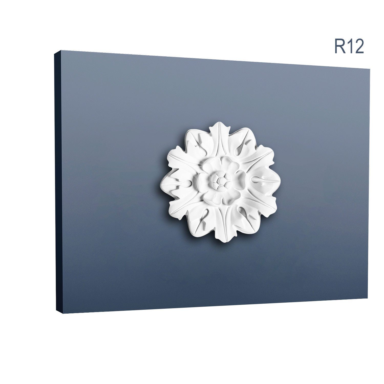 Orac Decor Decken-Rosette R12 (Rosette, 1 St., Deckenrosette, Medallion, Stuckrosette, Deckenelement, Zierelement, Durchmesser 19 cm), weiß, vorgrundiert, Stil: Neo-Renaissance