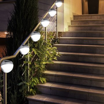 etc-shop Außen-Wandleuchte, LED-Leuchtmittel fest verbaut, 8er Set LED Solar Außen Garten Lampen Zaun Leuchten IP44 Beleuchtungen
