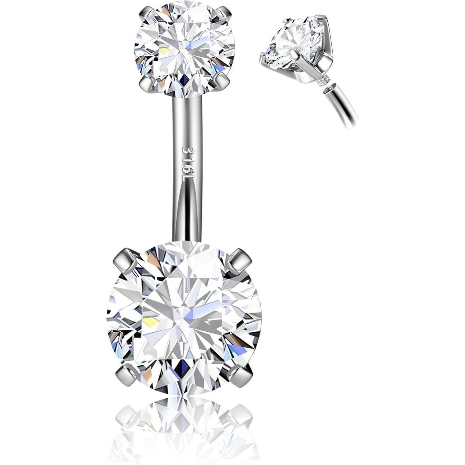 LuxusKollektion Bauchnabelpiercing 14G 925 Silber Bauchnabelpiercing mit Goldüberzug Zirkonia