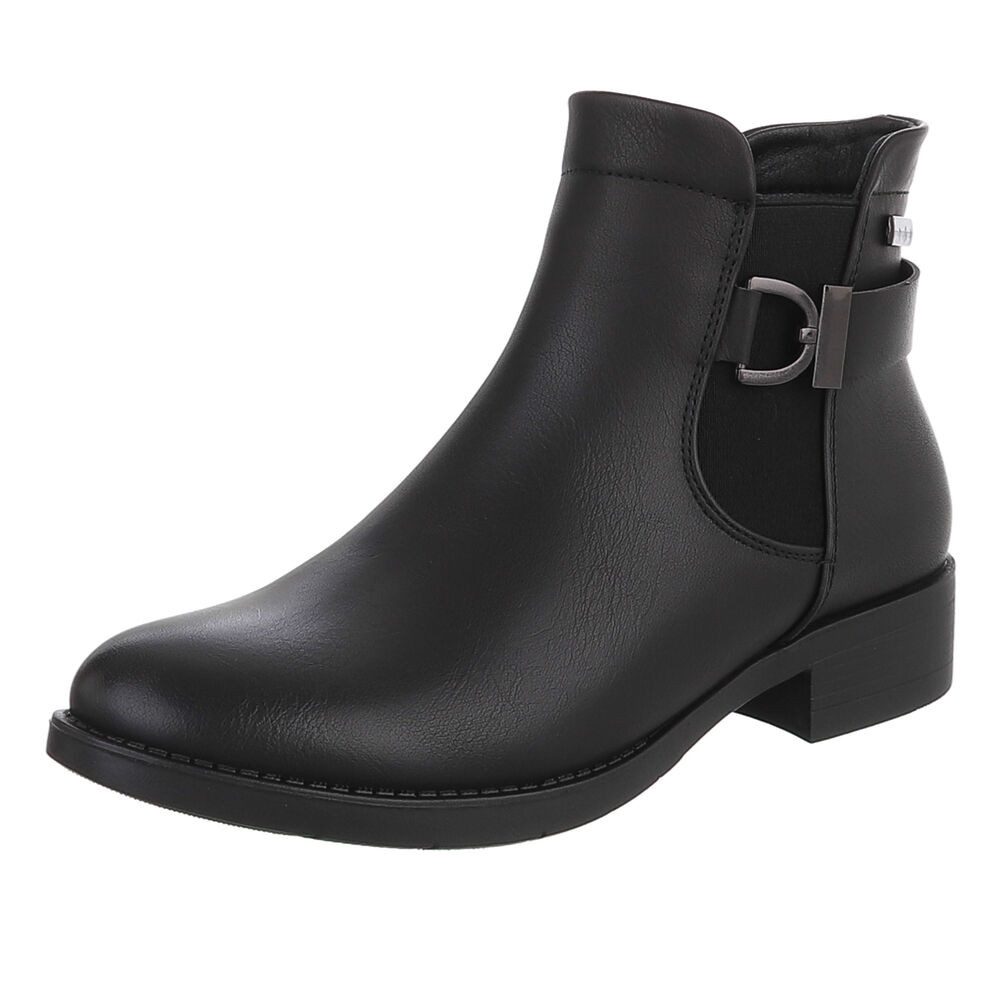 Ital-Design Damen Stiefelette mit Blockabsatz und Reißverschluss Stiefelette (92269258) Blockabsatz Chelsea Boots in Schwarz