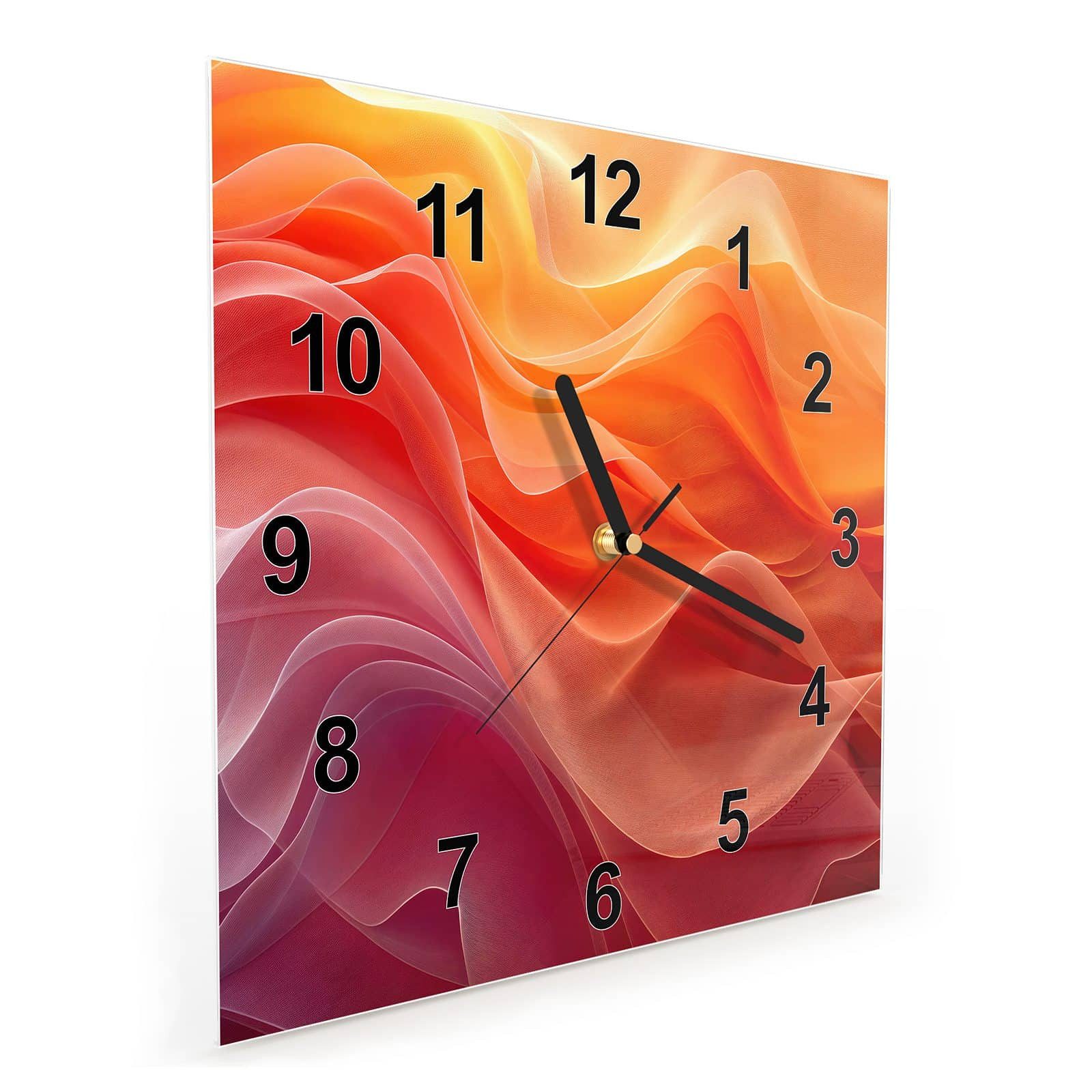 Wanduhr Glasuhr Wanduhr Wandkunst Größe 30 x 30 cm mit Motiv Farbwirbel
